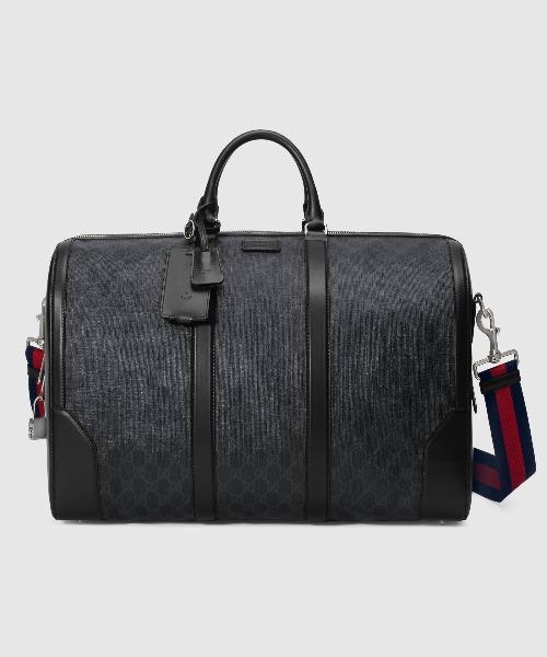 Gucci GG Supreme Soft Carry On Duffle Bag - Black & Grey Travel Duffel for Men & Women - Perfect for Weekend Trips, Gym, and Business Travel