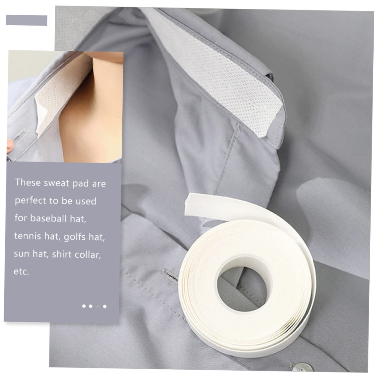 6 Rolls Collar Sticker Wipes - Double Sided Sweatproof Tape for Clothes, Hats & Accessories | Non-Woven Fabric Sweat Protector | Perfect for Sports, Work & Daily Wear to Prevent Stains & Odor