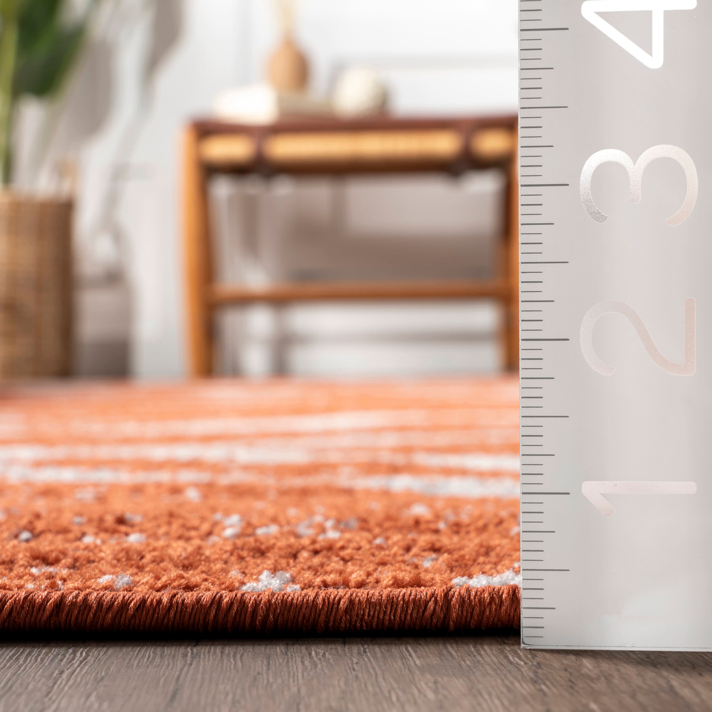 Dark Orange Broken Lattice Pattern Area Rug - Boho Chic Home Decor for Living Room, Bedroom & Office