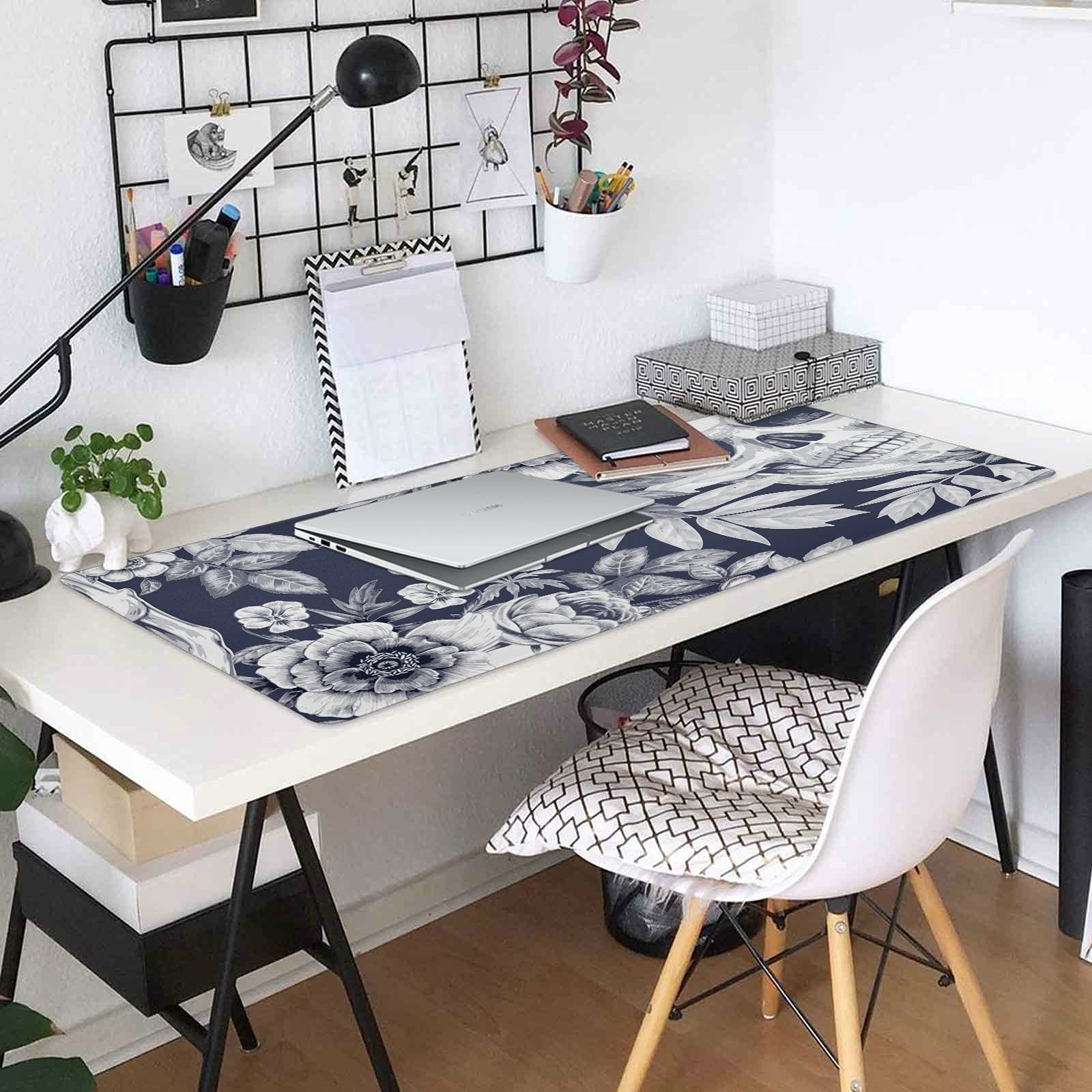 Large Skull Extended Gaming Mouse Pad (31.5x15.7x0.12In) - Non-Slip Rubber Base Desk Mat for PC, Laptop, Office & Home - Perfect for Gamers, Workstations & Computer Setups