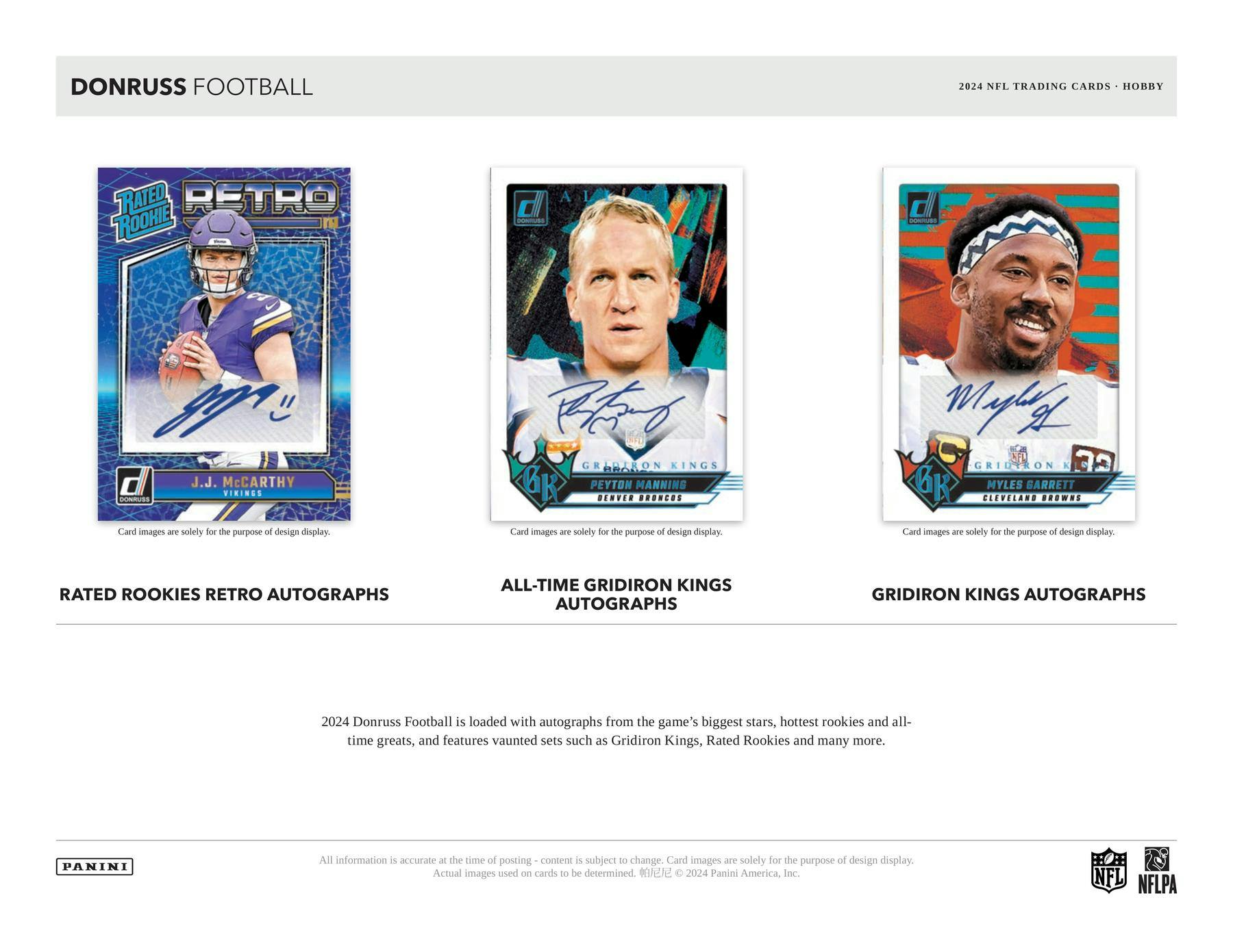 2024 Panini Donruss Football Hobby Box - 24 Packs with Autographs & Memorabilia Cards - Perfect for Collectors, Fantasy Football Fans & Sports Enthusiasts