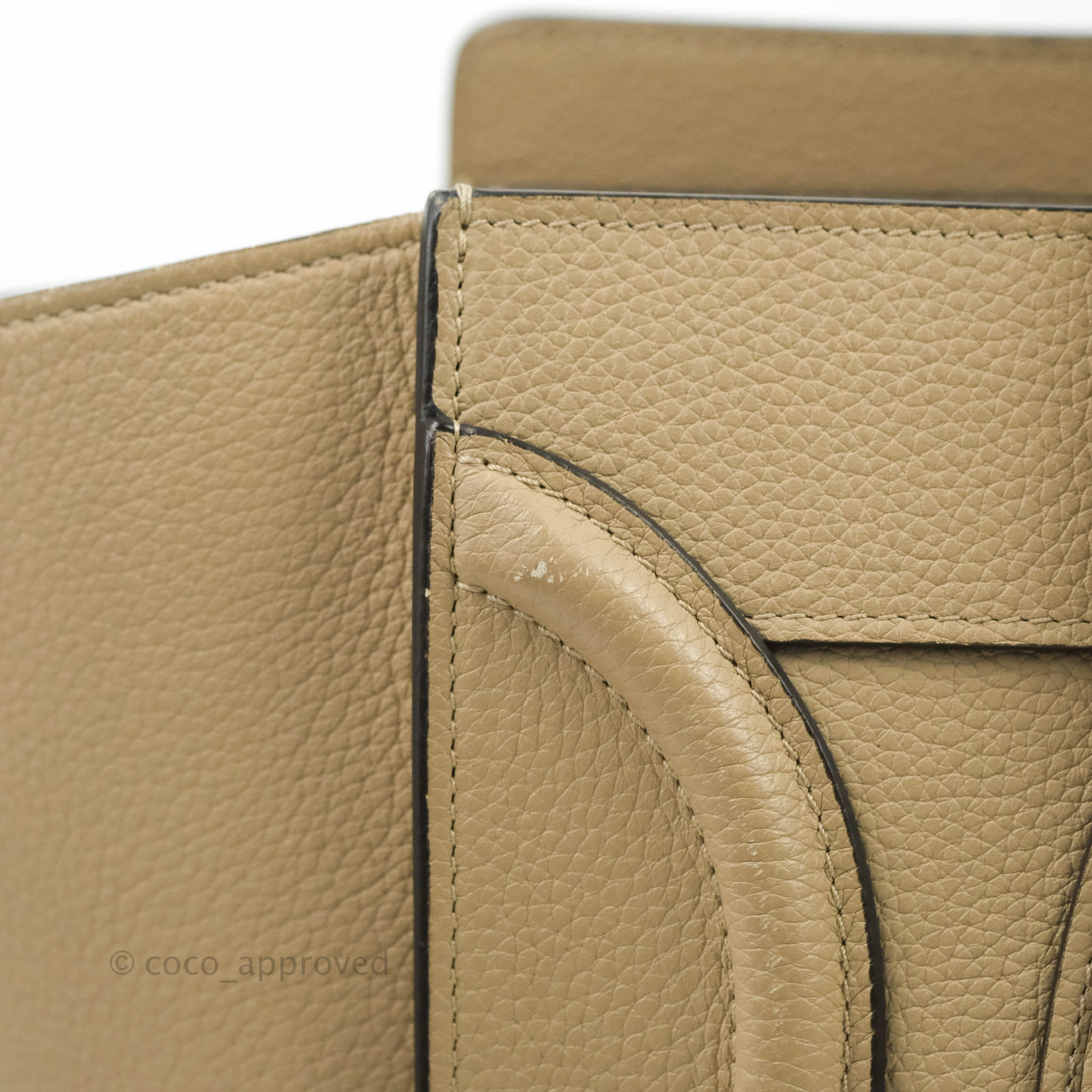 Celine Micro Luggage Handbag in Dune Grained Calfskin Leather - Luxury Crossbody Bag for Women, Perfect for Work, Travel & Everyday Use