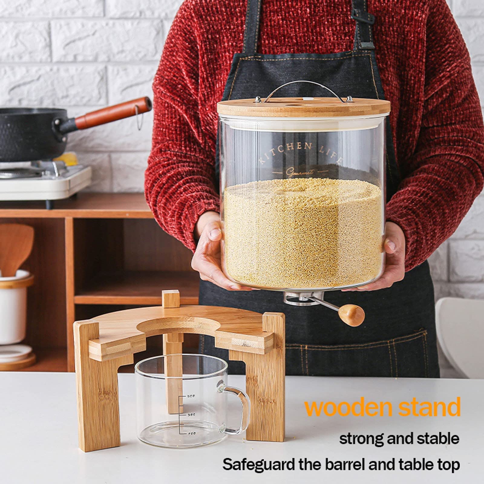 YYZYL 5L/7.5L Airtight Cereal & Rice Dispenser - Countertop Food Storage Container for Grains, Beans, Flour - Keep Dry & Fresh - Perfect for Kitchen, Pantry Organization & Bulk Food Storage