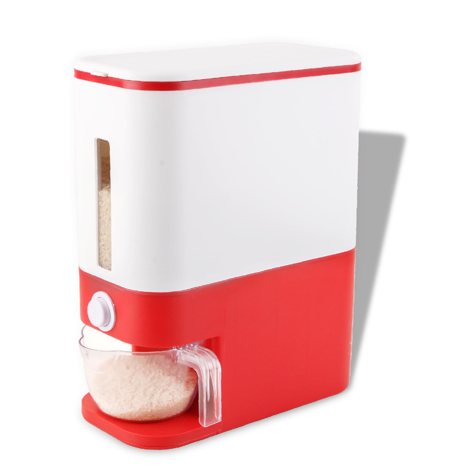 20Lbs Rice Dispenser with Measuring Cup - Large Airtight Dry Food Storage Container for Rice, Cereal, Flour & Pet Food - Moisture Proof Kitchen Organizer for Pantry, Countertop & Holiday Gifting