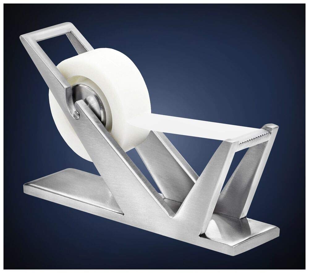 Modern Art Tape Dispenser ST202 - Stainless Steel Satin Finish Desktop Organizer for Office & Craft Room | ArtsOnDesk