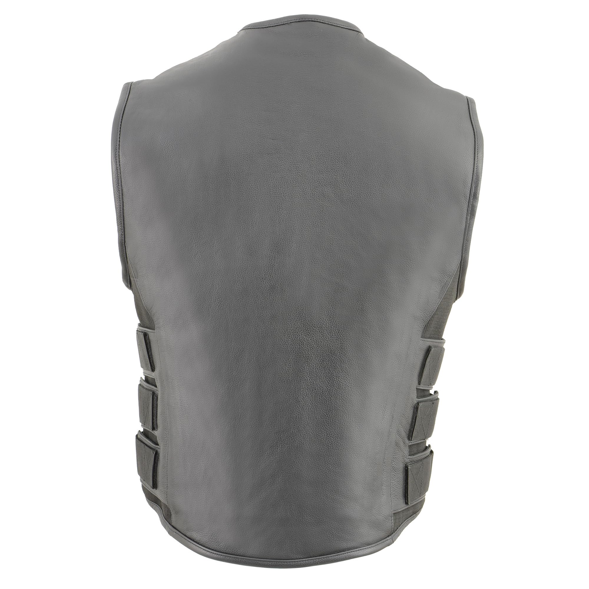 Milwaukee Leather Men's SWAT Style Zipper Front Leather Vest - Large Size | Tactical Gear for Outdoor, Motorcycle & Security Use