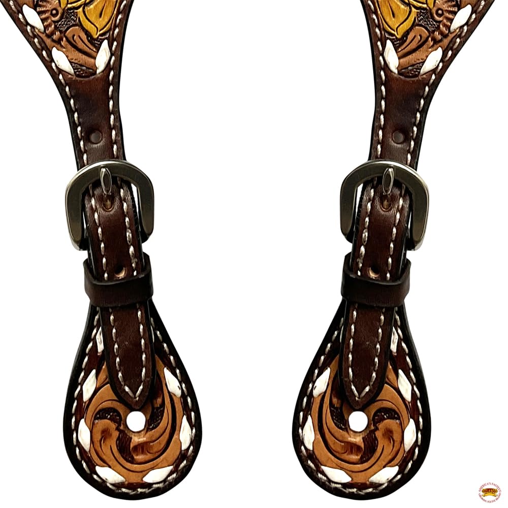 HILASON Western Leather Horse Spur Straps with Floral Hand Painting - Durable Leather Spur Straps for Men & Women - Perfect for Western Riding, Equestrian Sports & Cowboy Boots