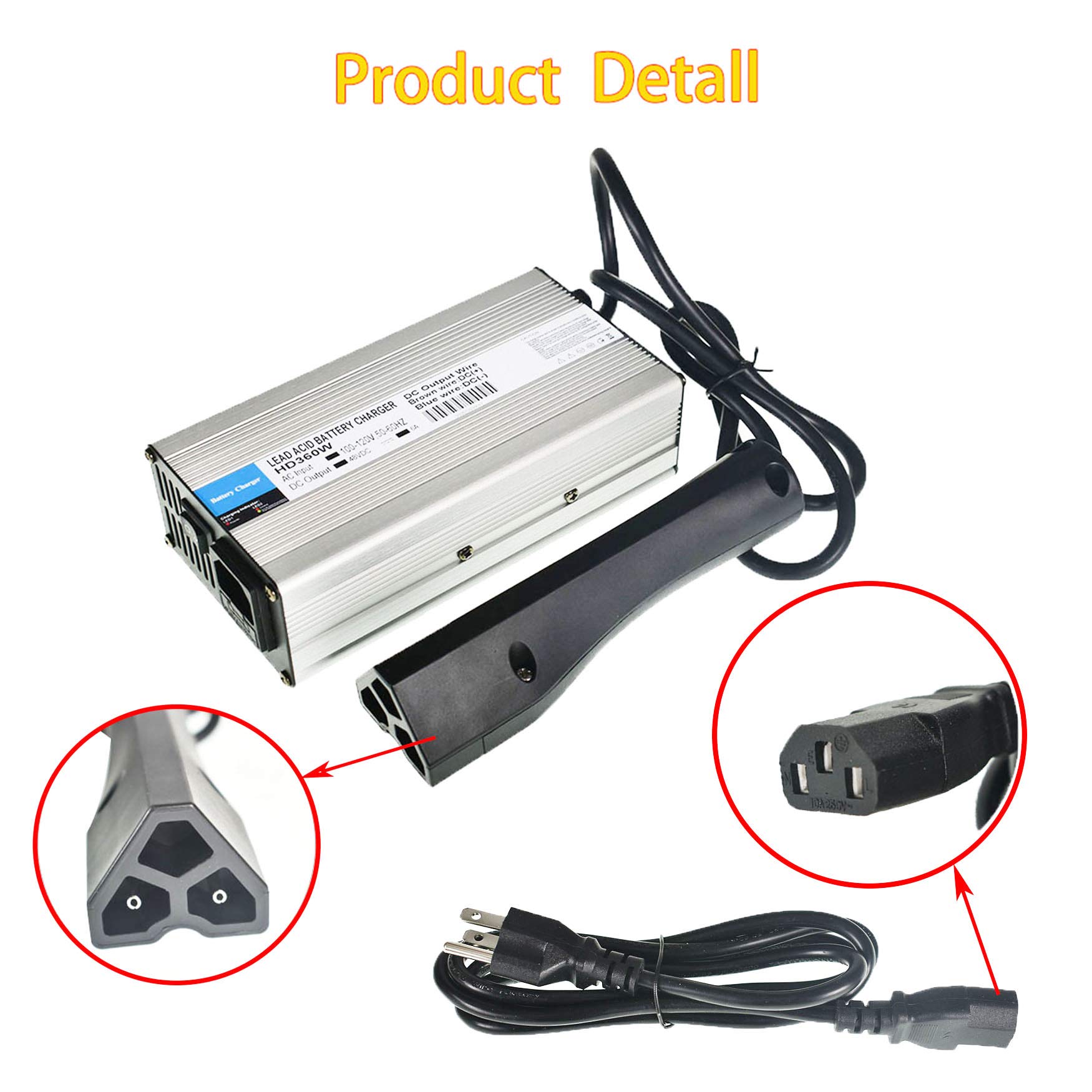48V 6A Golf Cart Battery Charger for EZGO Club Car Yamaha - Fast Charging for Golf Carts