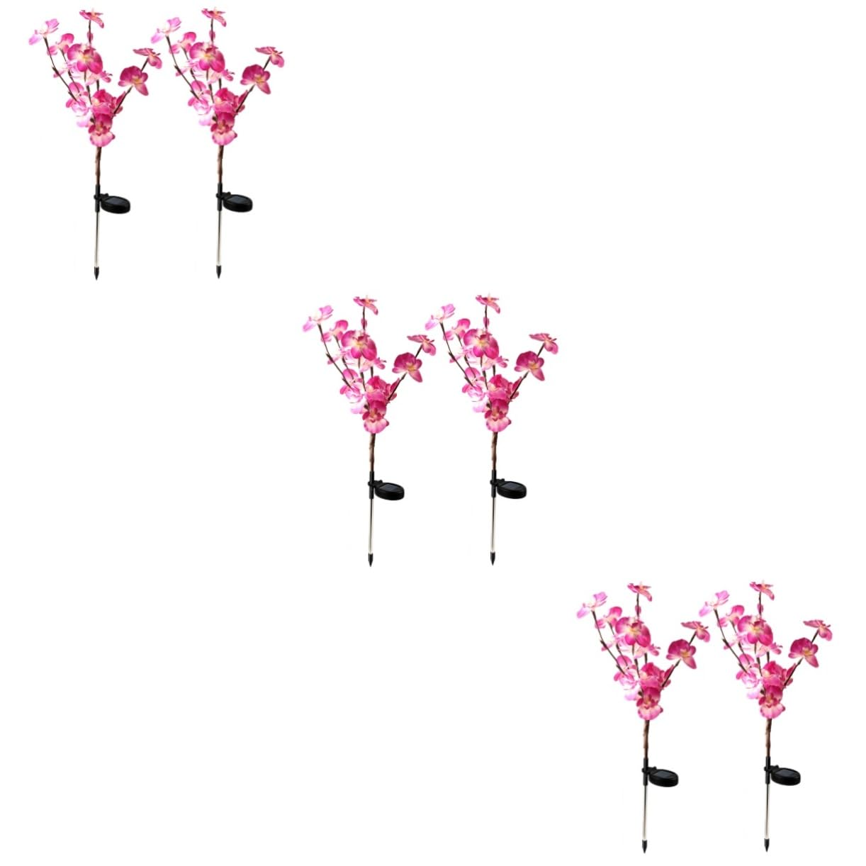 6 Pack Solar Flower Lights - Orchid Shaped Outdoor Garden Lights with Ground Stakes, Waterproof Solar Powered LED Landscape Lighting for Yard, Pathway, Patio Decor