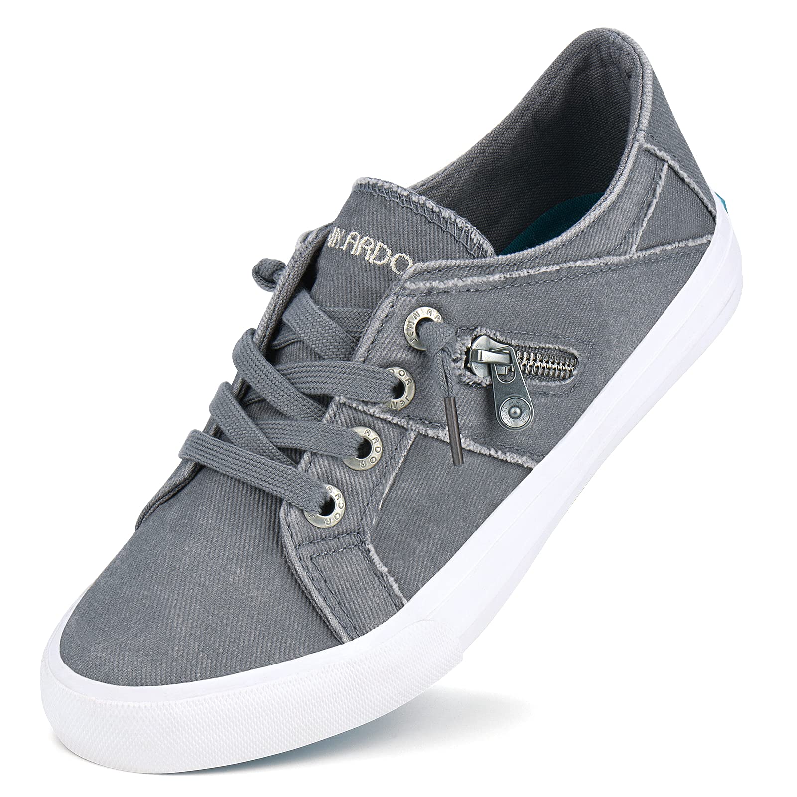 JENN ARDOR Women's Low Top Slip-On Sneakers - Breathable Canvas Walking & Running Shoes with Lace-Up Design | Perfect for Casual Wear, Gym Workouts & Daily Activities