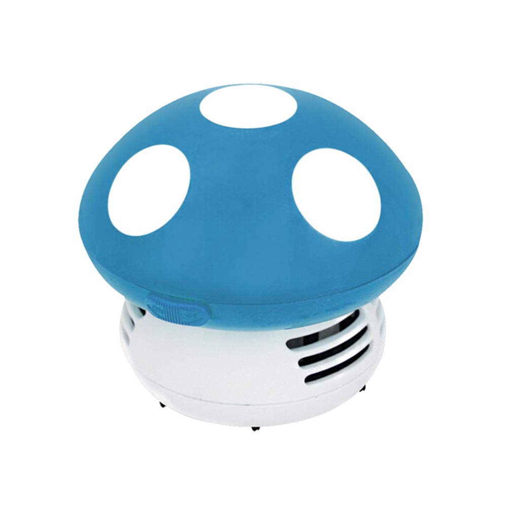 Mini Mushroom Shaped Desktop Vacuum Cleaner - Portable Cordless Dust Sweeper for Office & Home (Blue) | Perfect for Keyboard Cleaning, Car Interiors & Small Spaces