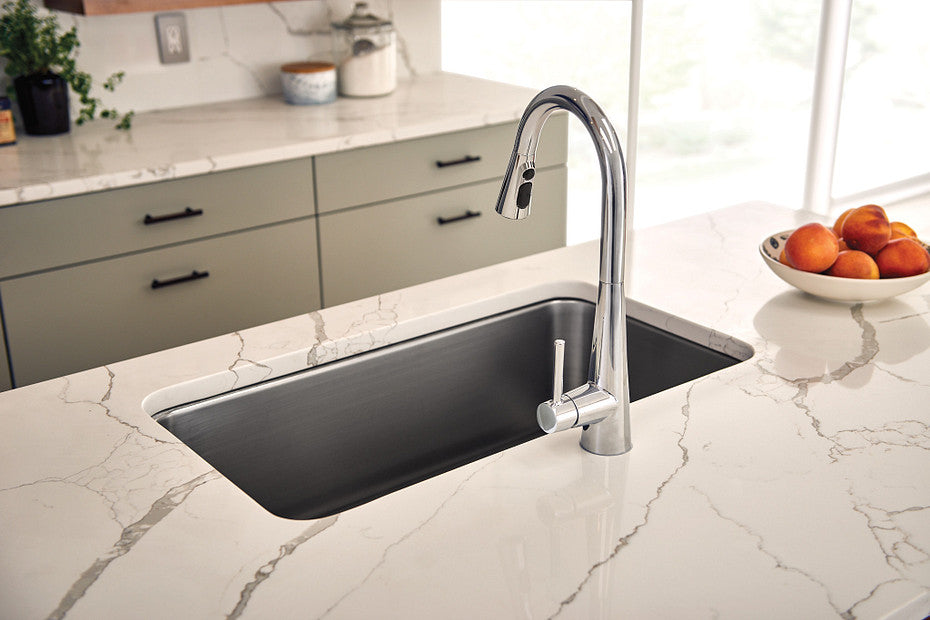 Moen Sleek One-Handle Pull-Down Kitchen Faucet - Modern Stainless Steel Water-Saving Design for Cooking & Dishwashing | Perfect for Home, Restaurant & Commercial Kitchens