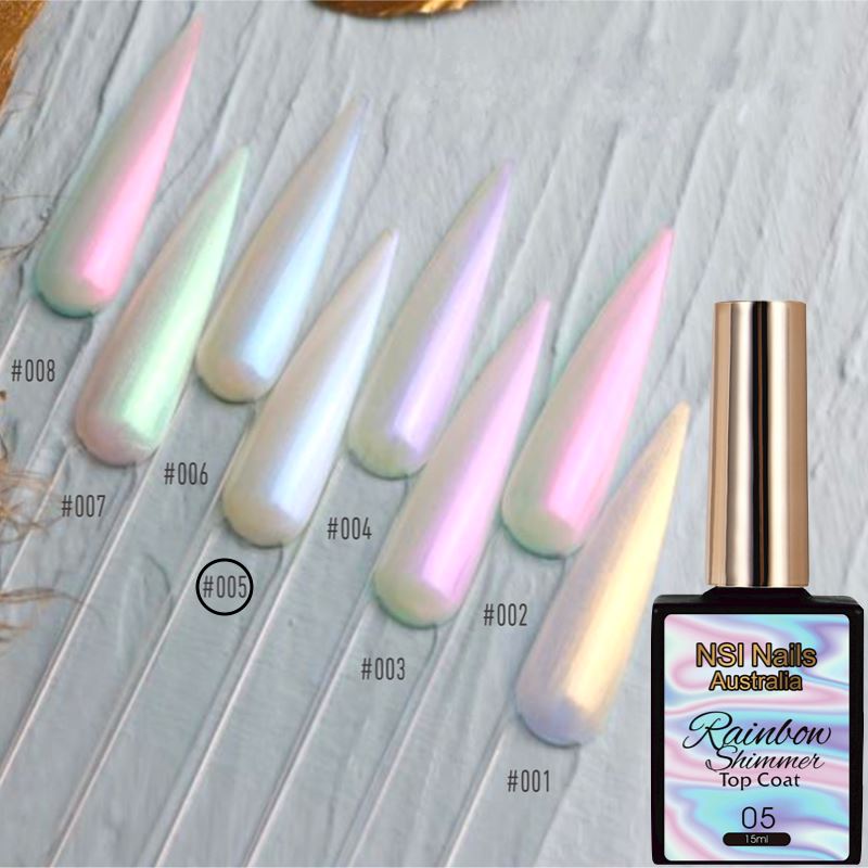Rainbow Shimmer Gel Nail Polish Top Coat - Long Lasting High Gloss UV LED Soak Off Manicure - Perfect for Nail Art, Salon & Home Use