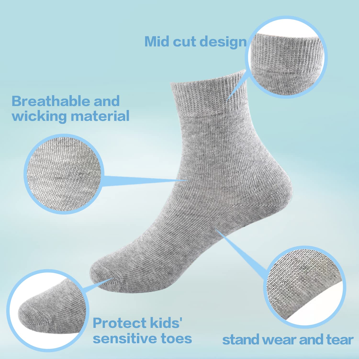 15 Pack Boys Athletic Socks - Soft Half Cushion Toddler Crew Socks for Active Kids | Sports, School & Everyday Wear (Big Little Boy Socks)