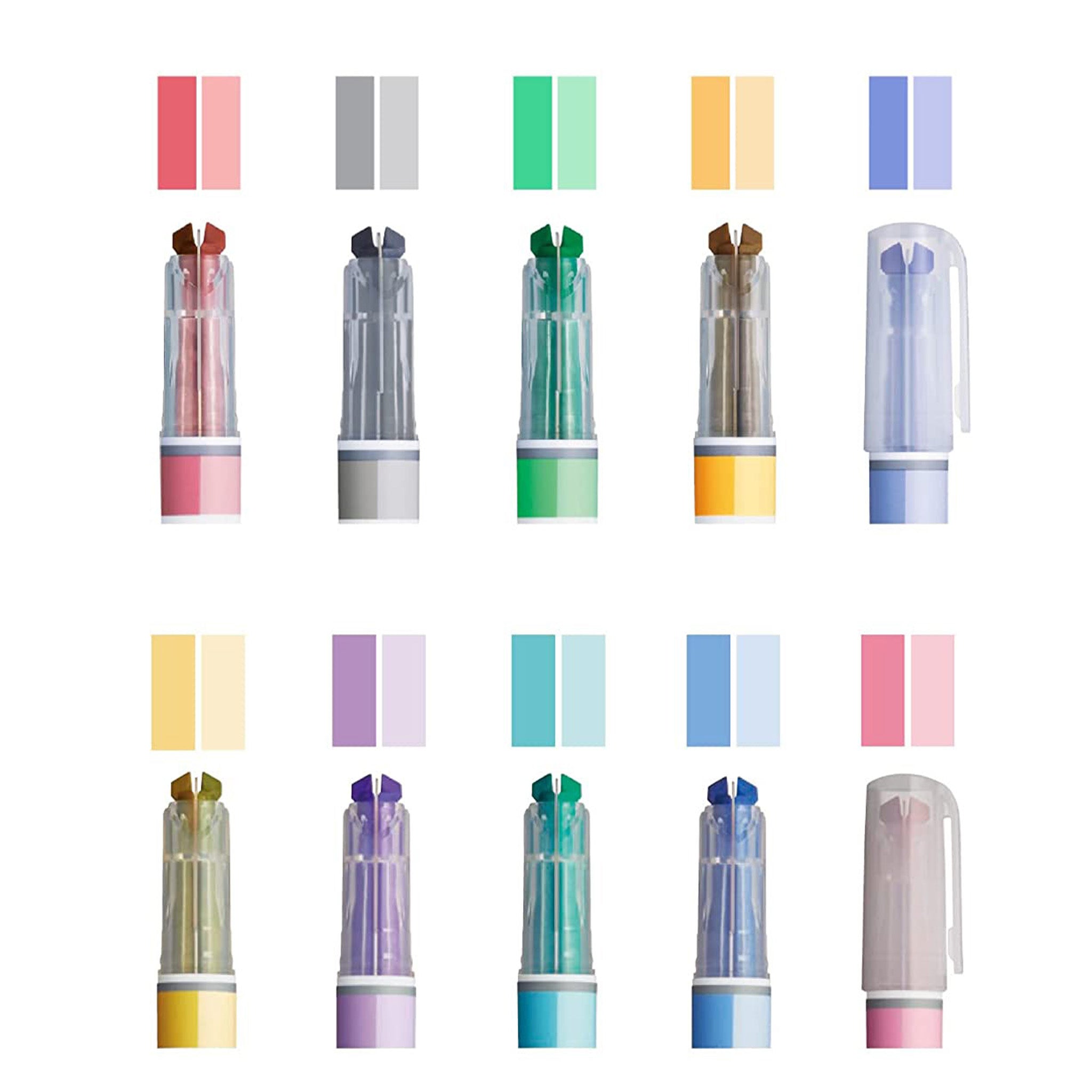 Marktus Dual Tone Color Highlighter Set - 6 Vibrant Colors for Note Taking, Studying & Organization | Perfect for Students, Office & School Supplies | KOKUYO