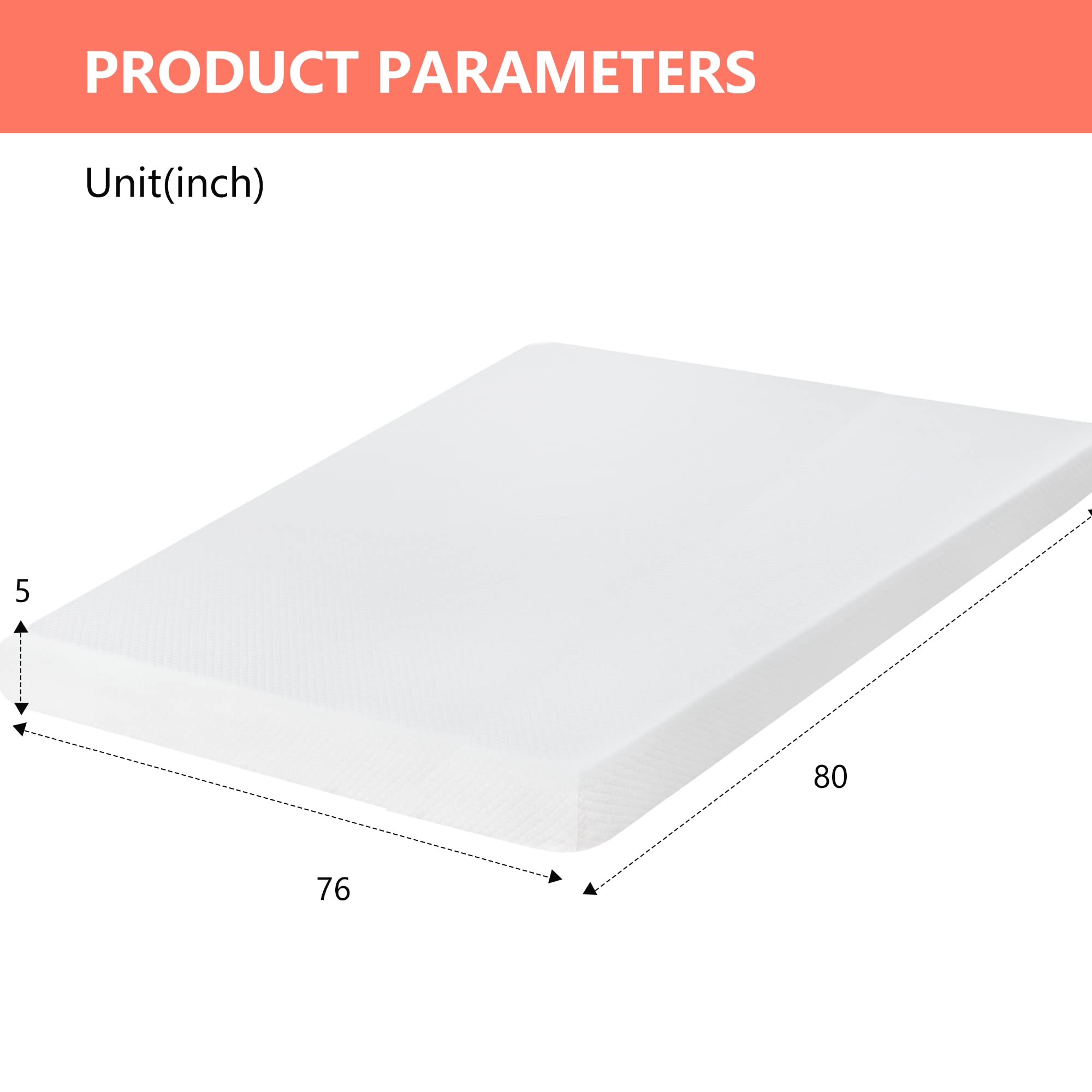 **FDW 5 Inch Gel Memory Foam Mattress - Medium-Firm Support for Pressure Relief & Cooler Sleep - CertiPUR-US Certified - King Size - Perfect for Kids & Adults - Ideal for Guest Beds, Dorms & RVs**
