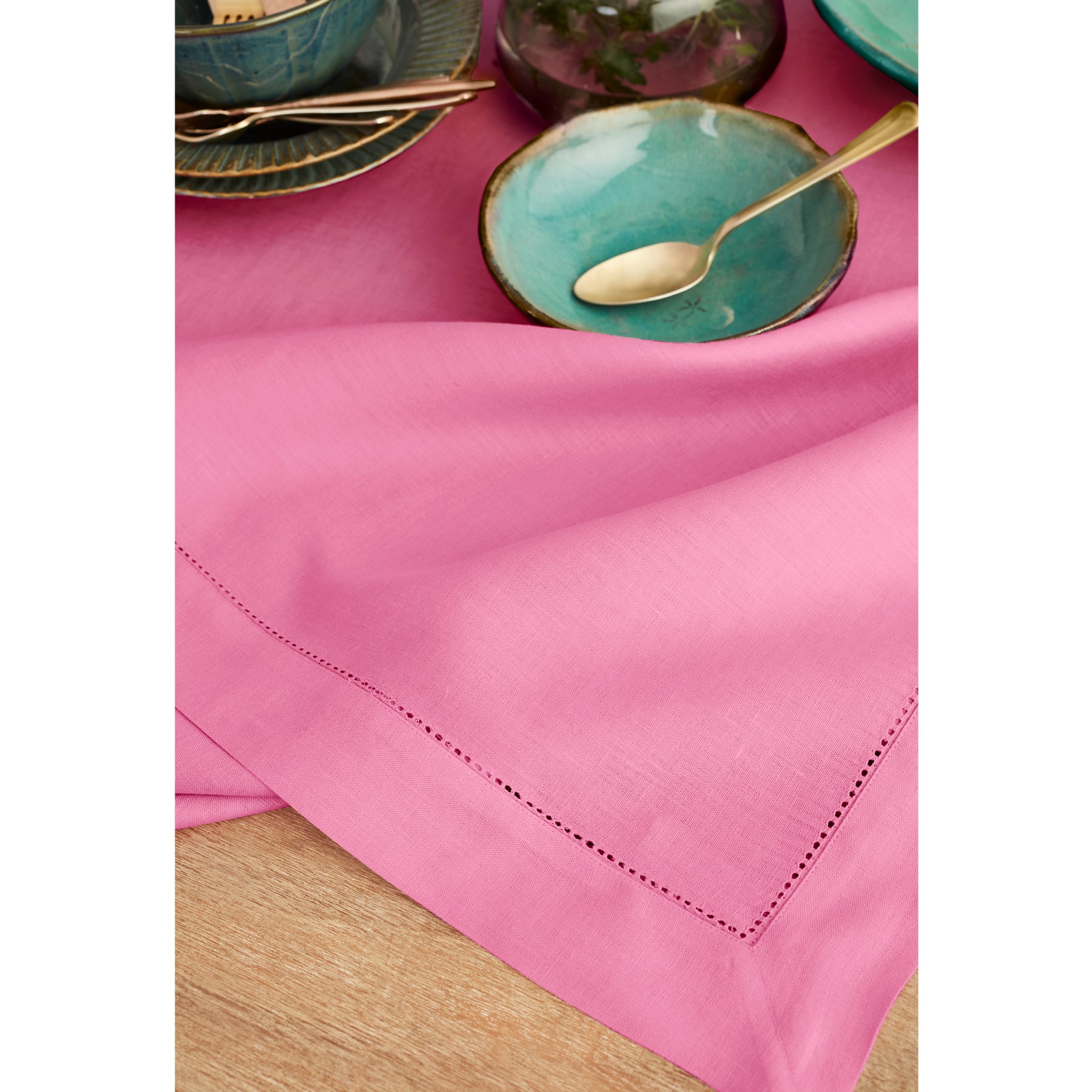 Elegant Classic Hemstitch Tablecloth - Premium Cotton Linen Dining Table Cover for Formal Dinners & Special Occasions