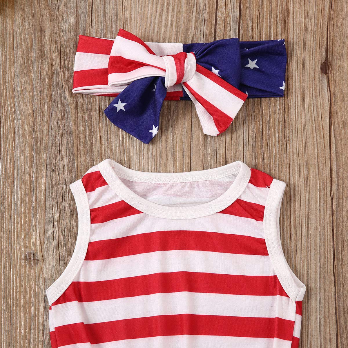 **4th of July Baby Girl Outfits – American Flag Stars & Stripes Romper Bodysuit for Toddlers – Patriotic Sister Matching Clothes for Independence Day Celebrations & Family Photos**
