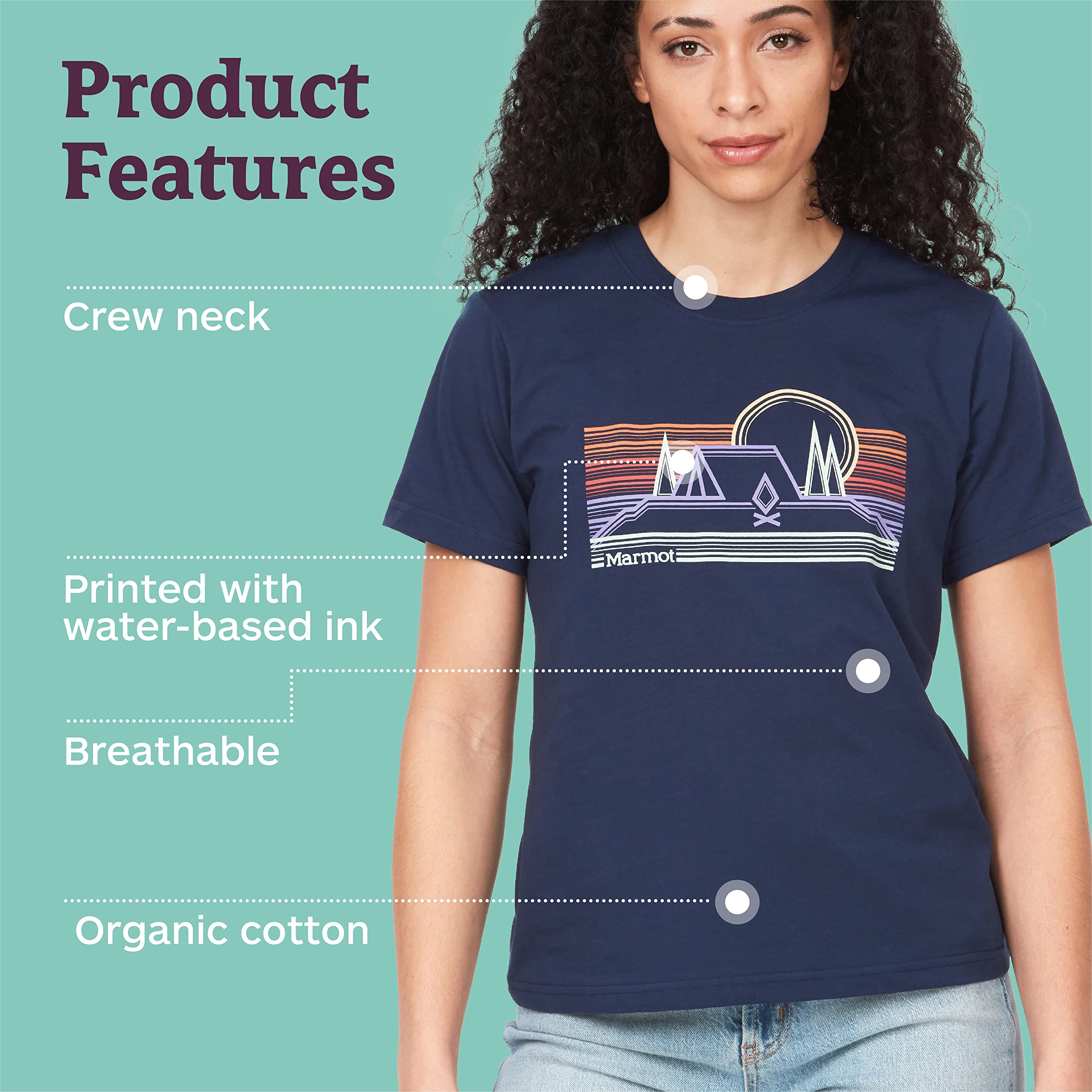 MARMOT Women's Logo Graphic Cotton T-Shirt - Soft Breathable Casual Tee for Outdoor Activities, Hiking & Everyday Wear