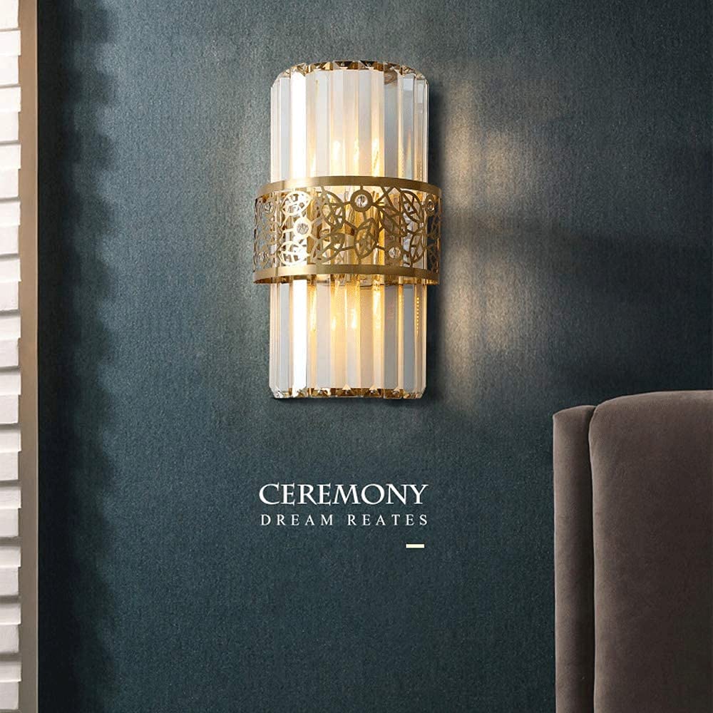 Postmodern Crystal Wall Lamps - Creative Bedside Night Light with Hollow Metal Decor, Modern Indoor Wall Fixture for Hallway, Living Room, Dining Room & Kitchen (E14 Lamp Holder) - Perfect for Bedroom Ambiance & Home Decor Lighting