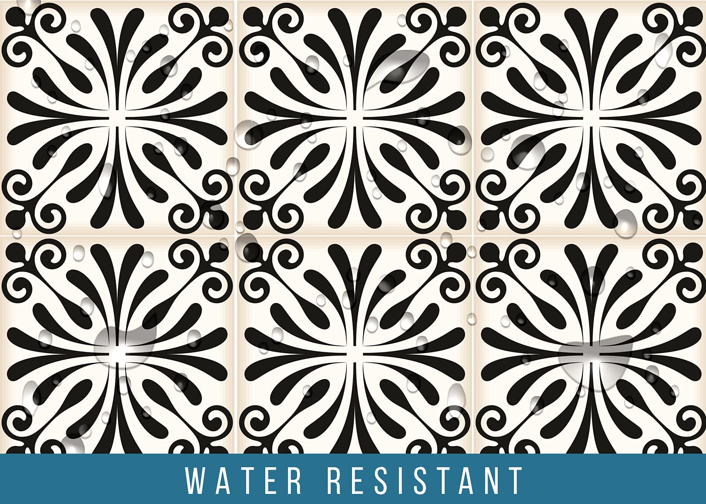 Mi Alma Black and White Peel and Stick Tile Stickers - 24PC Self-Adhesive Backsplash Decals for Kitchen & Bathroom - 8x8 Inch Vinyl Wall Tiles (Victoria Collection) - Easy Home Decor Upgrade for Modern Farmhouse or Apartment Renovation