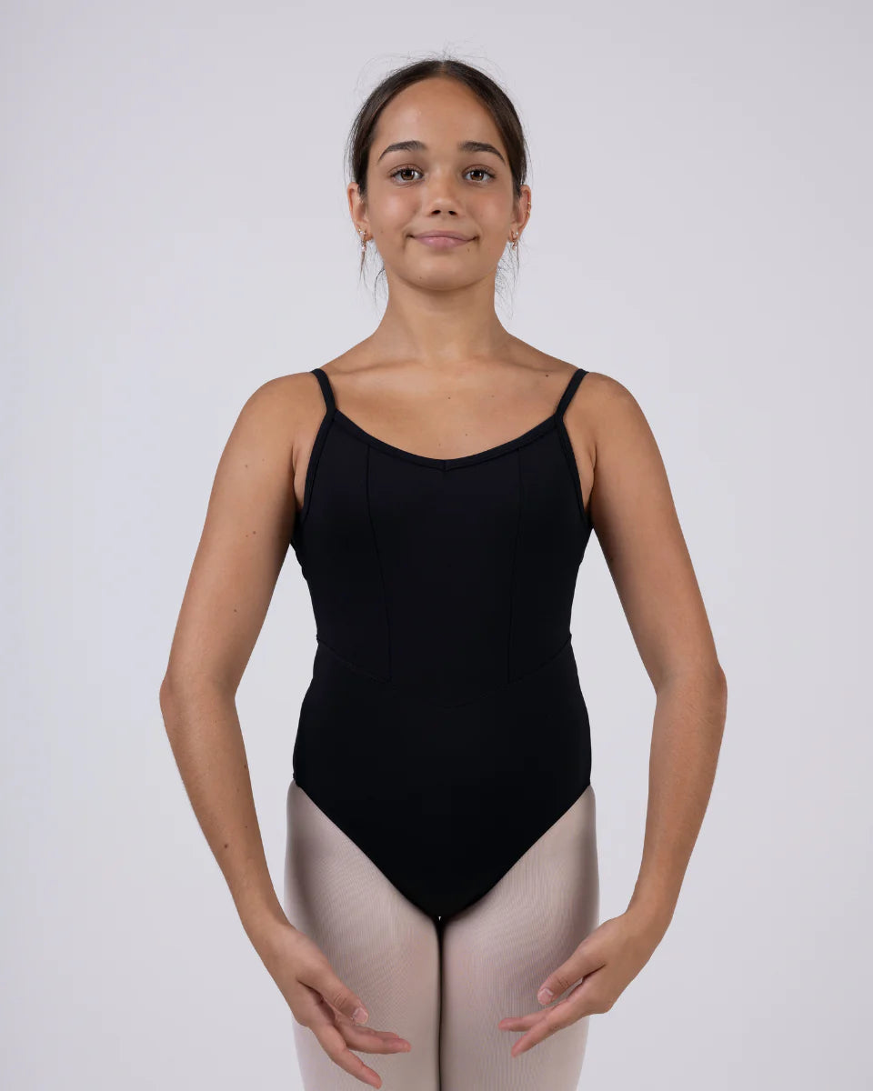 Odile Girls Black Ballet Leotard - Stretchy Dancewear for Ballet, Gymnastics & Performance