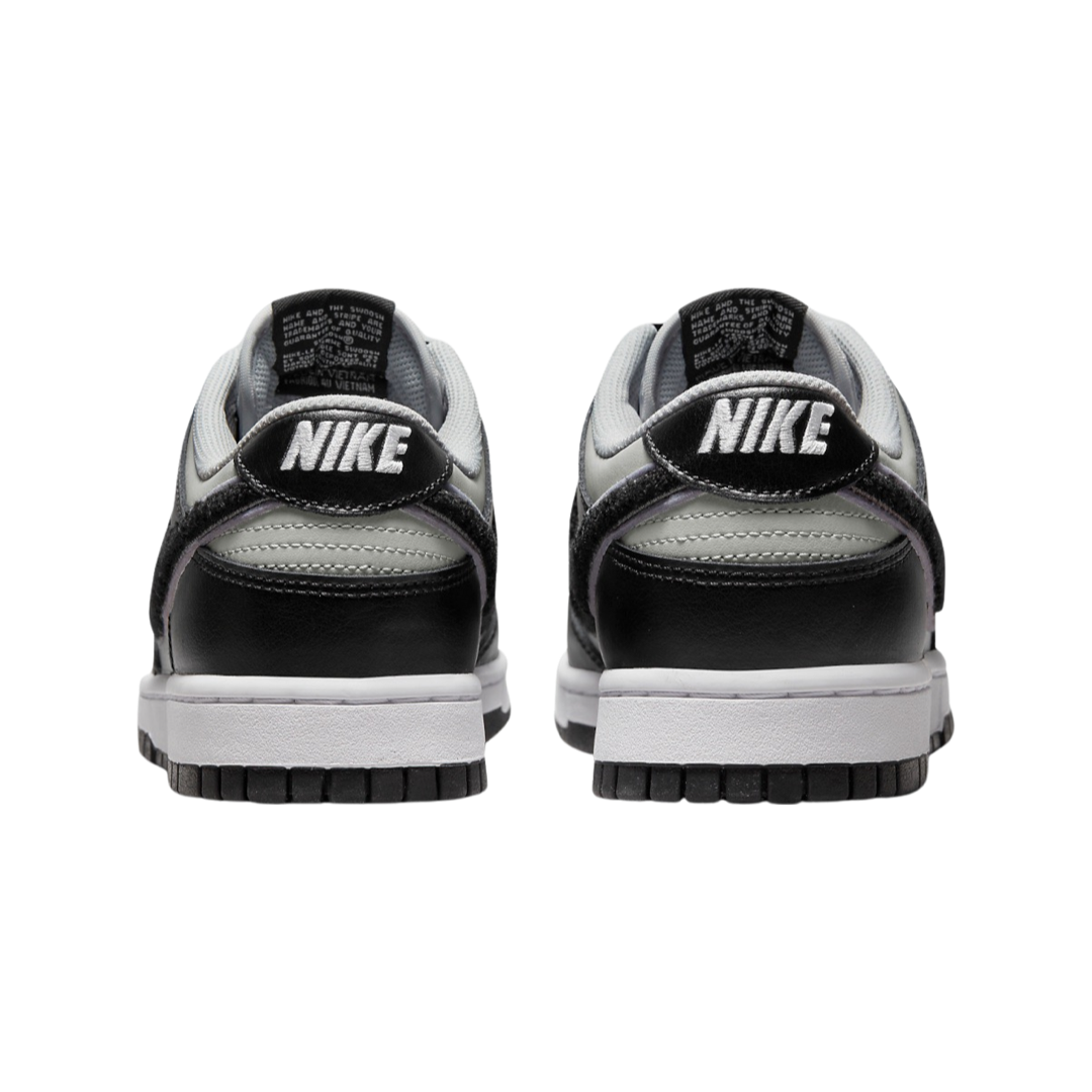 Nike Dunk Low Chenille Swoosh Sneakers - Black Grey White Colorway - Perfect for Streetwear & Casual Outfits