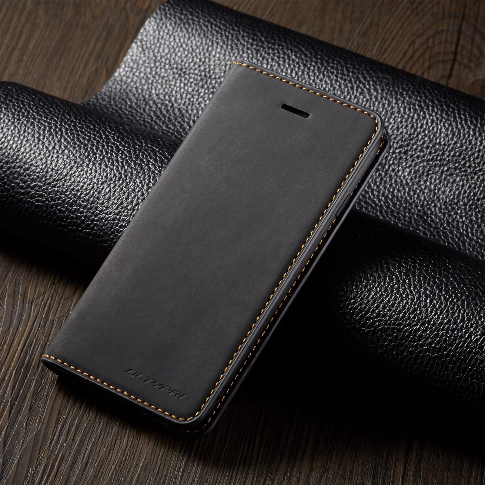 Premium PU Leather Magnetic Flip Wallet Case for iPhone SE 2022 5G/SE 2020/8/7 - Card Holder & Kickstand - Perfect for Work, Travel & Daily Use (Black)