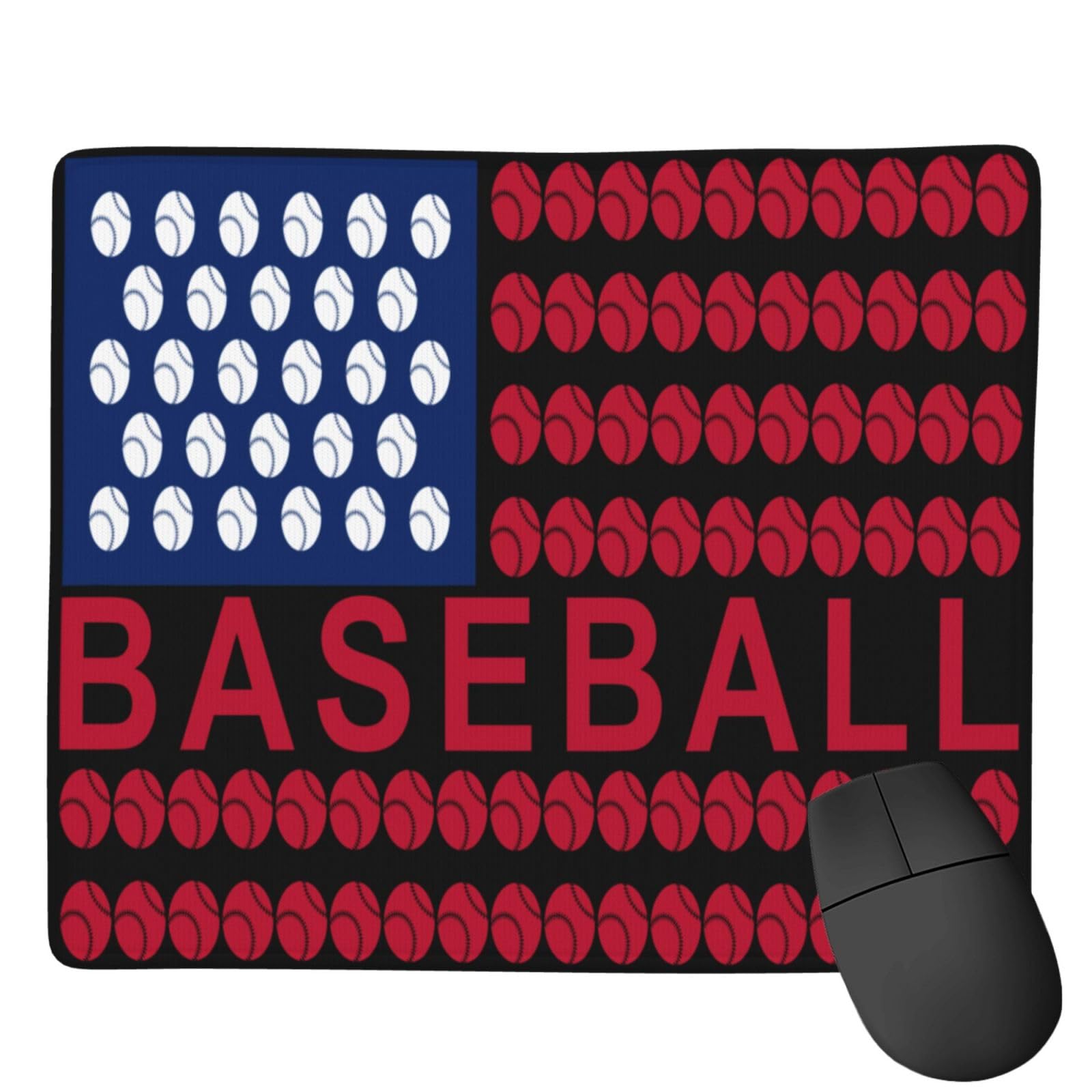 SIYTUAU USA Flag Baseball Mouse Pad - 7x9 Inch Waterproof Non-Slip Rubber Gaming Mousepad for Laptop & Office Use - Perfect for Gamers, Workstations & Patriotic Decor