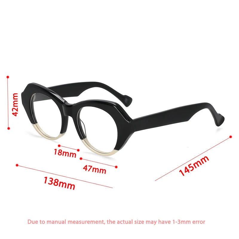CCspace Unisex Full Rim Oval Acetate Eyeglasses Frame 57204 - Lightweight & Durable for Work, Reading & Fashion