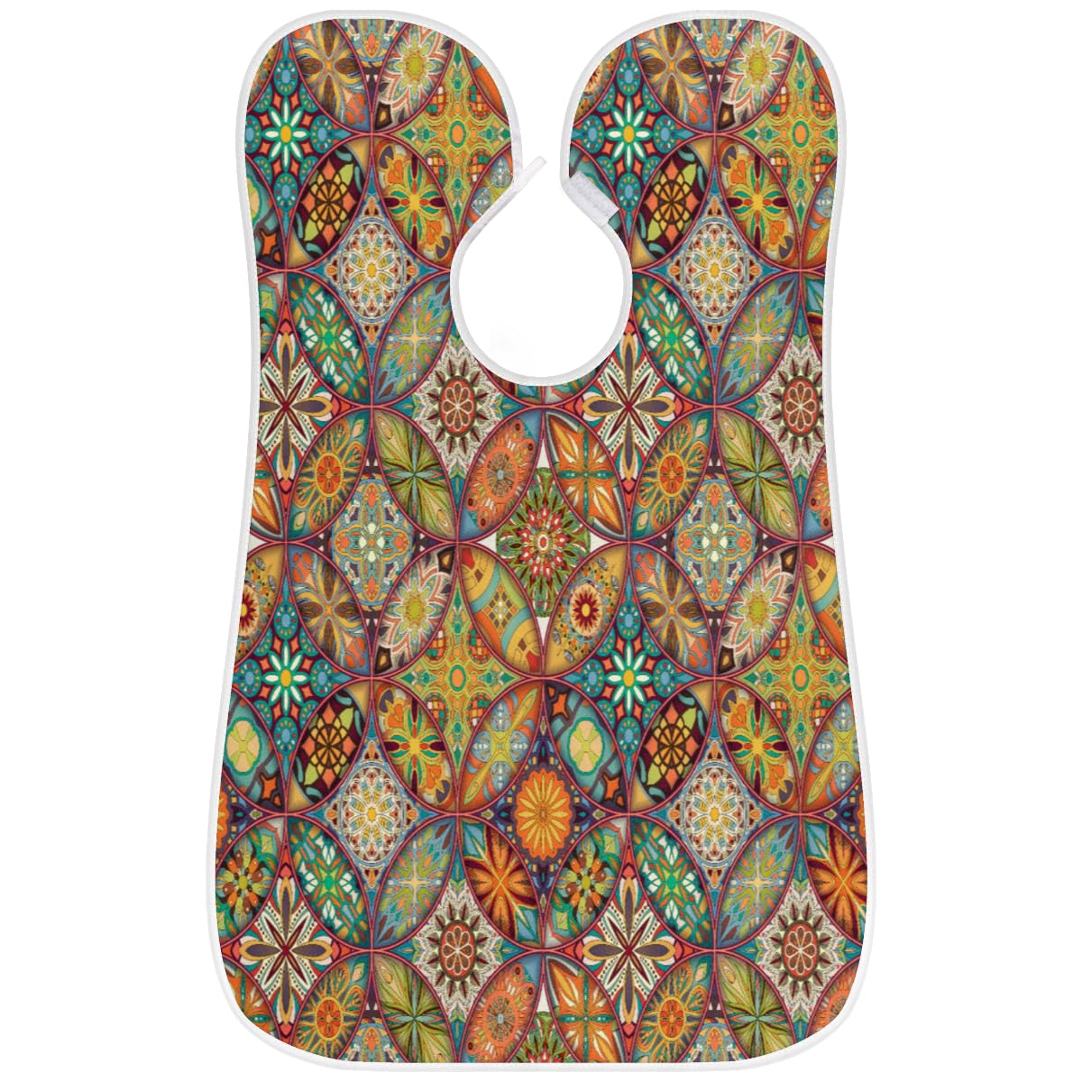 Men's Shaving Beard Bib with Ethnic Floral Mandala Pattern - Non-Stick Hair Catcher Apron & Cape with Suction Cups - Perfect Grooming Cloth for Husband & Dad - Ideal for Home Barbering, Salon Use & Birthday Gifts