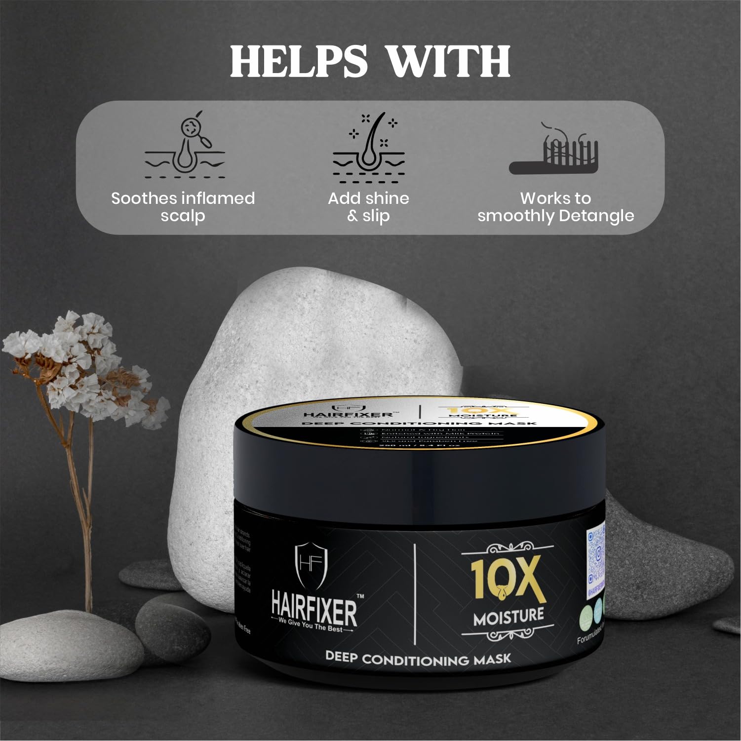 10x Moisture Hair Mask with Milk Protein - Deep Conditioning Treatment for Dry, Damaged & All Hair Types - 250ml Hydrating Hair Repair Mask for Salon-Quality Results at Home