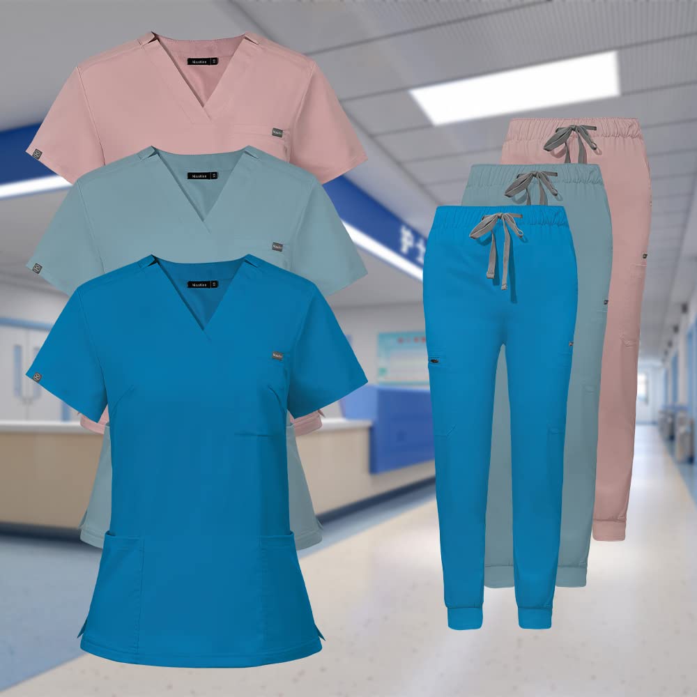Niaahinn Women's Classic Scrub Set - Comfortable Workwear Top & Yoga Jogger Pants for Nurses, Doctors & Healthcare Professionals | Perfect for Hospital Shifts, Medical Work & Yoga Sessions