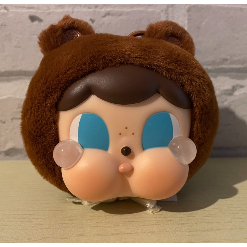 Crybaby Cring Blob Vinyl Face Plush Pendant Series Teddy Brown - Kawaii Anime Collectible for Bag Charm, Keychain & Room Decor