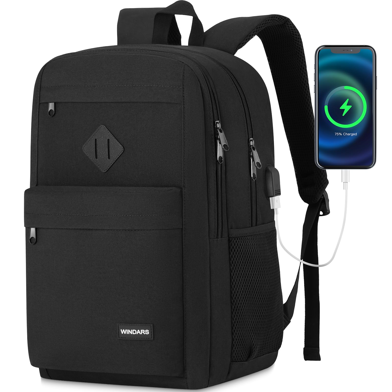 Stylish Unisex Backpack for Men & Women - 15.6 Inch Laptop Bookbag with USB Charging Port, 2 Compartments for School, College, Work, Travel & Business - Perfect for Commuting, Campus Life & Business Trips