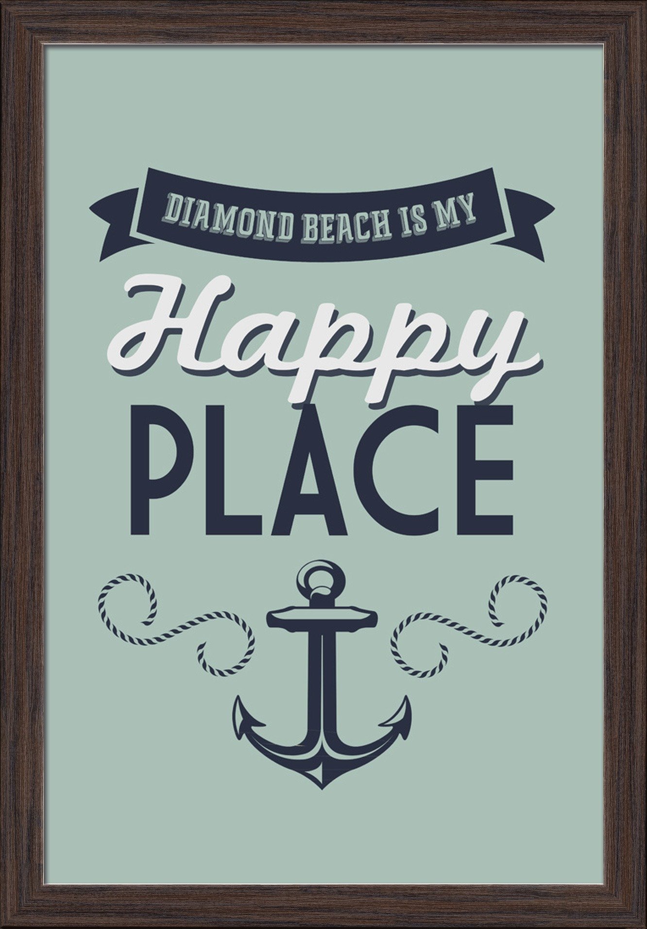Diamond Beach New Jersey Fine Art Print - 16x24 Giclee on Recycled Wood Frame in Espresso Brown - Coastal Wall Decor for Living Room, Bedroom & Office
