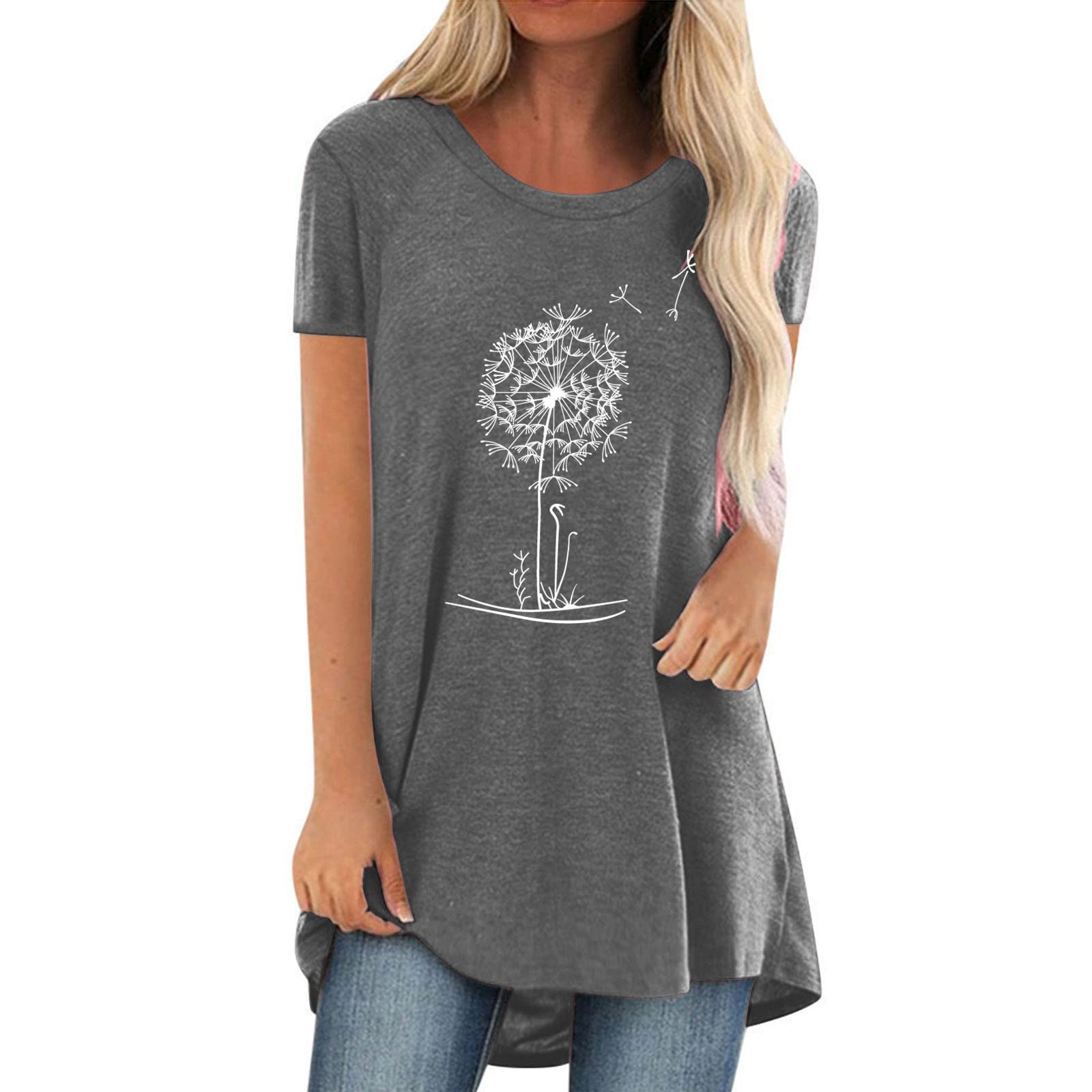 Women's Summer Short Sleeve Printed T-Shirt - Loose Fit Casual Blouse & Silk Tunic Top - Perfect for Beach Outings, Vacation Wear and Everyday Comfort