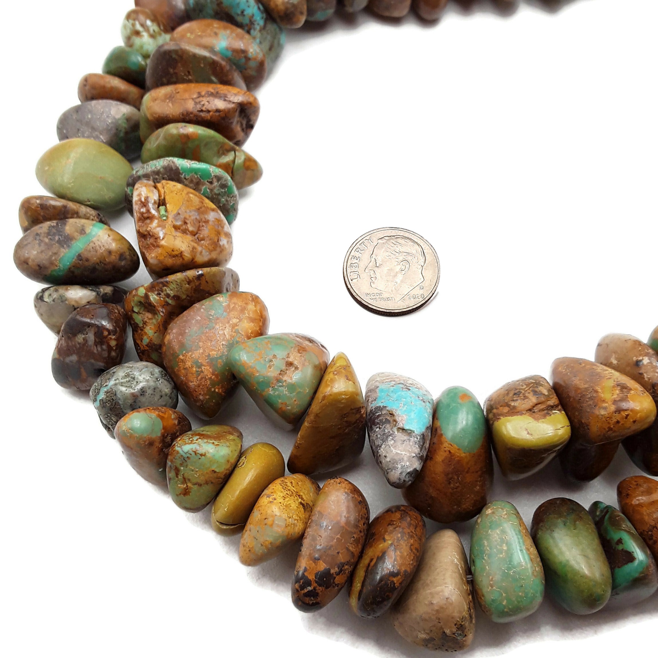 Genuine Brown Turquoise Pebble Nugget Chunk Beads - 10x20mm Natural Stone Beads (15.5 Inch Strand) for Jewelry Making, DIY Crafts & Boho Accessories