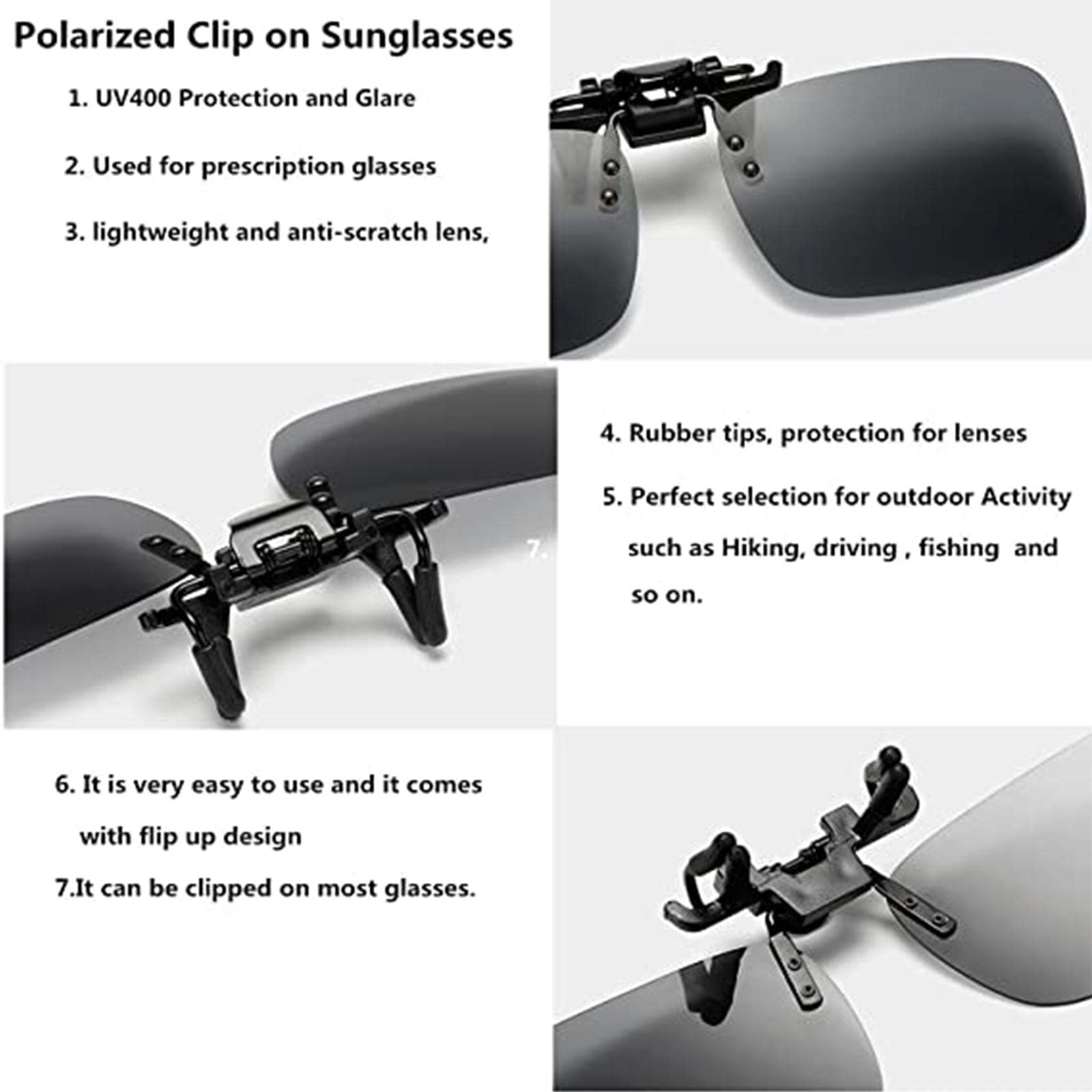 Polarized Clip-On Flip-Up Sunglasses for Men & Women - Rimless Over-Glasses Sun Shades for Driving, Holiday & Outdoor Activities