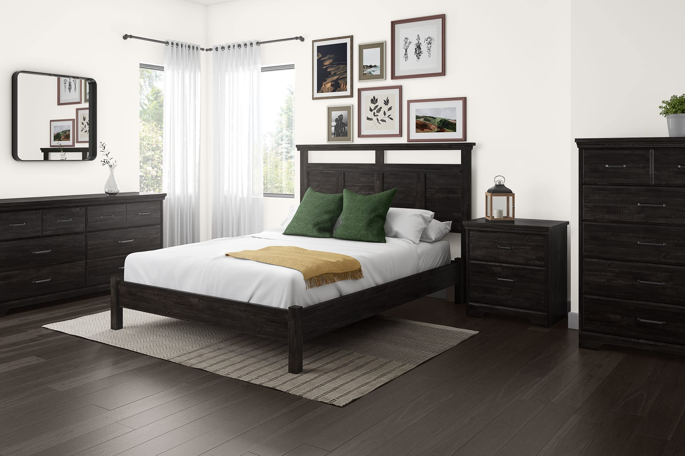 South Shore Versa 6-Drawer Double Dresser in Rubbed Black Finish - Perfect for Bedroom Storage and Organization