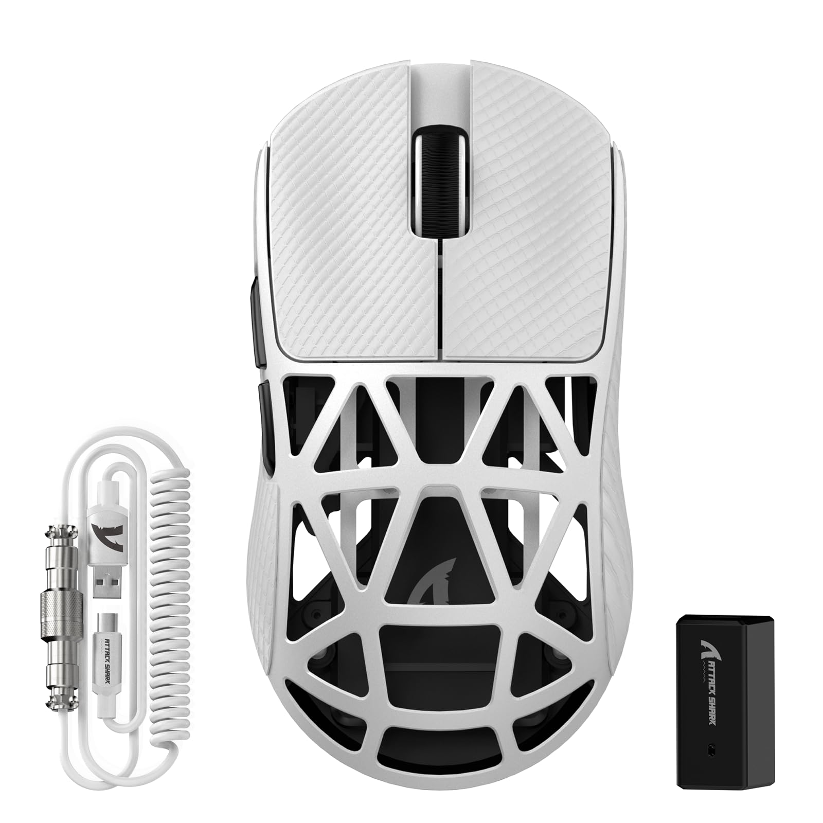 Attack Shark R2PRO 45g Superlight Magnesium Alloy Gaming Mouse - PAW3950 Sensor, 42000DPI, 8000Hz Polling Rate, 2.4G/BT/Wired - Programmable RGB Mouse with Coiled Cable for PC/Mac (White) - Perfect for FPS, MOBA, and Esports Gaming