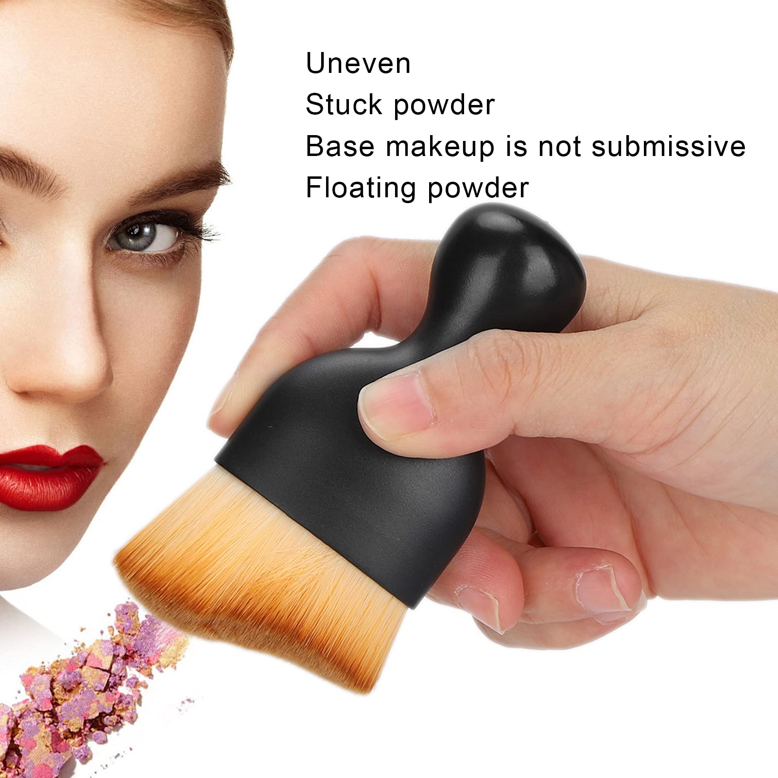 Professional Makeup Foundation Brush - Ergonomic Curved Design for Liquid & Cream Foundation (Brown, Blue) | Perfect for Flawless Airbrush Finish & Everyday Makeup Application