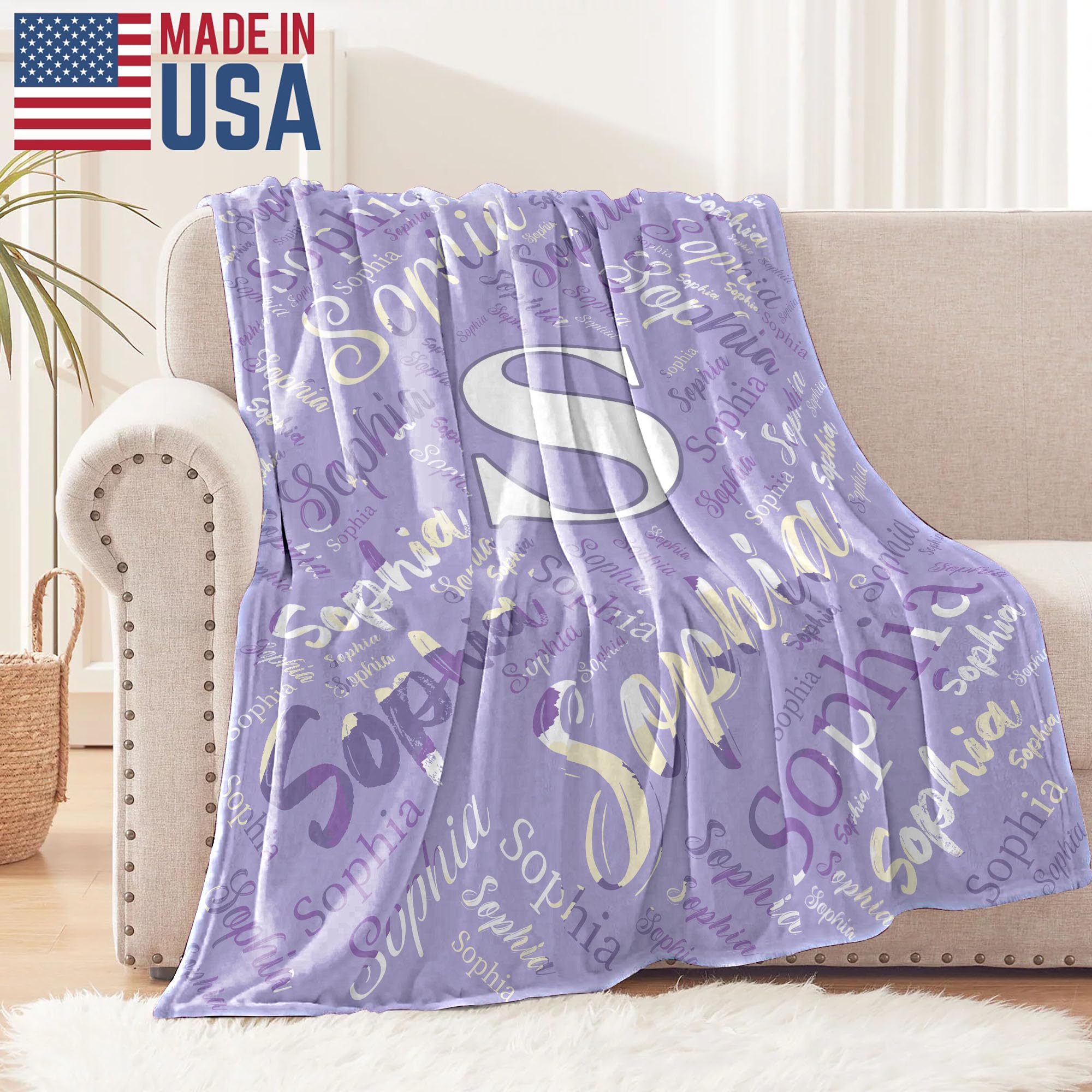 Custom Baby Blanket with Name - Personalized Throw Blankets for Girls, Boys & Newborns | Soft Baby Gift for Birthday, Christmas & Nursery | Perfect for Cuddling, Swaddling & Photo Props