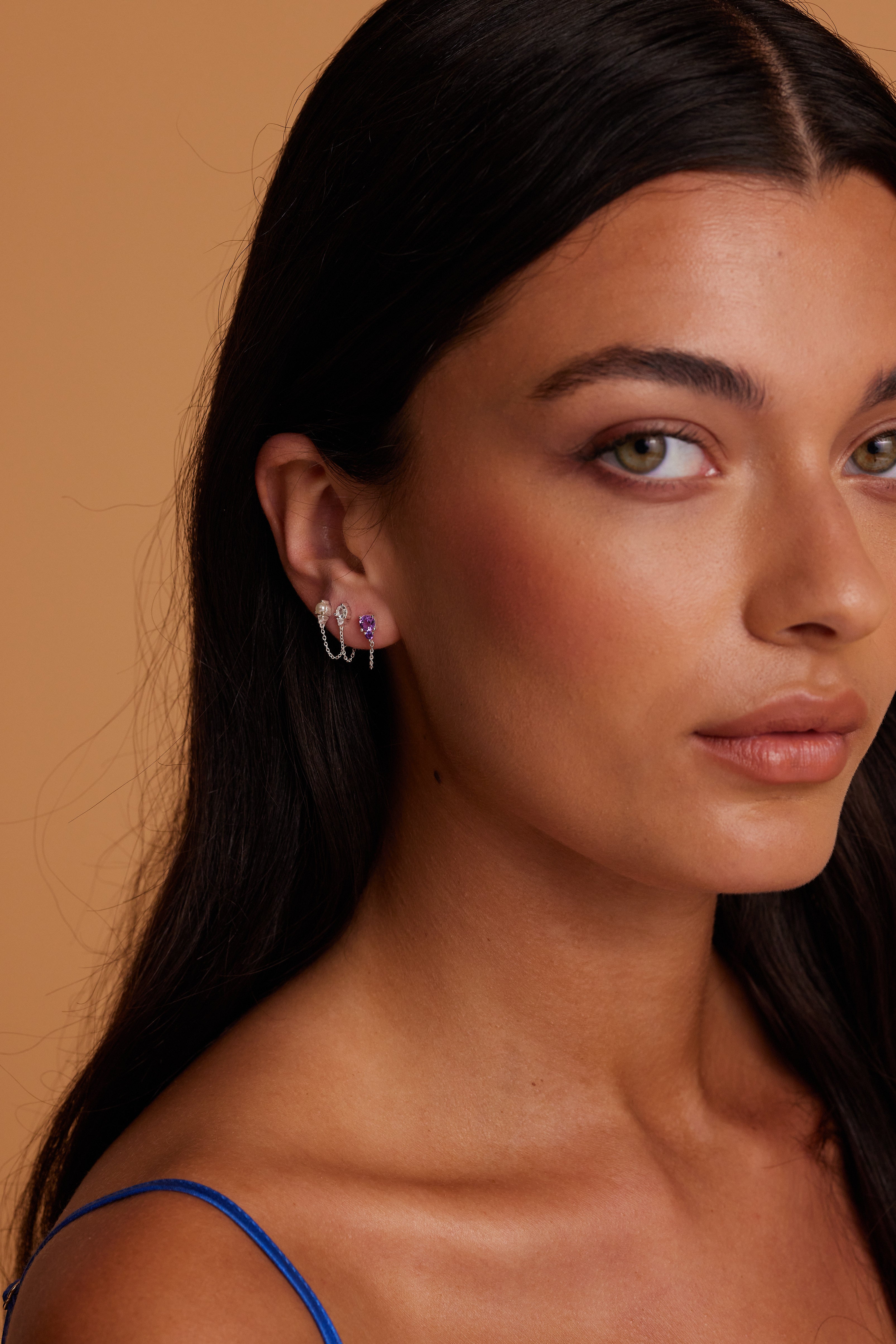 February Birthstone Silver Stud Earrings - Ombre Amethyst Jewelry for Women | Perfect Gift for Valentine's Day, Anniversary & Special Occasions