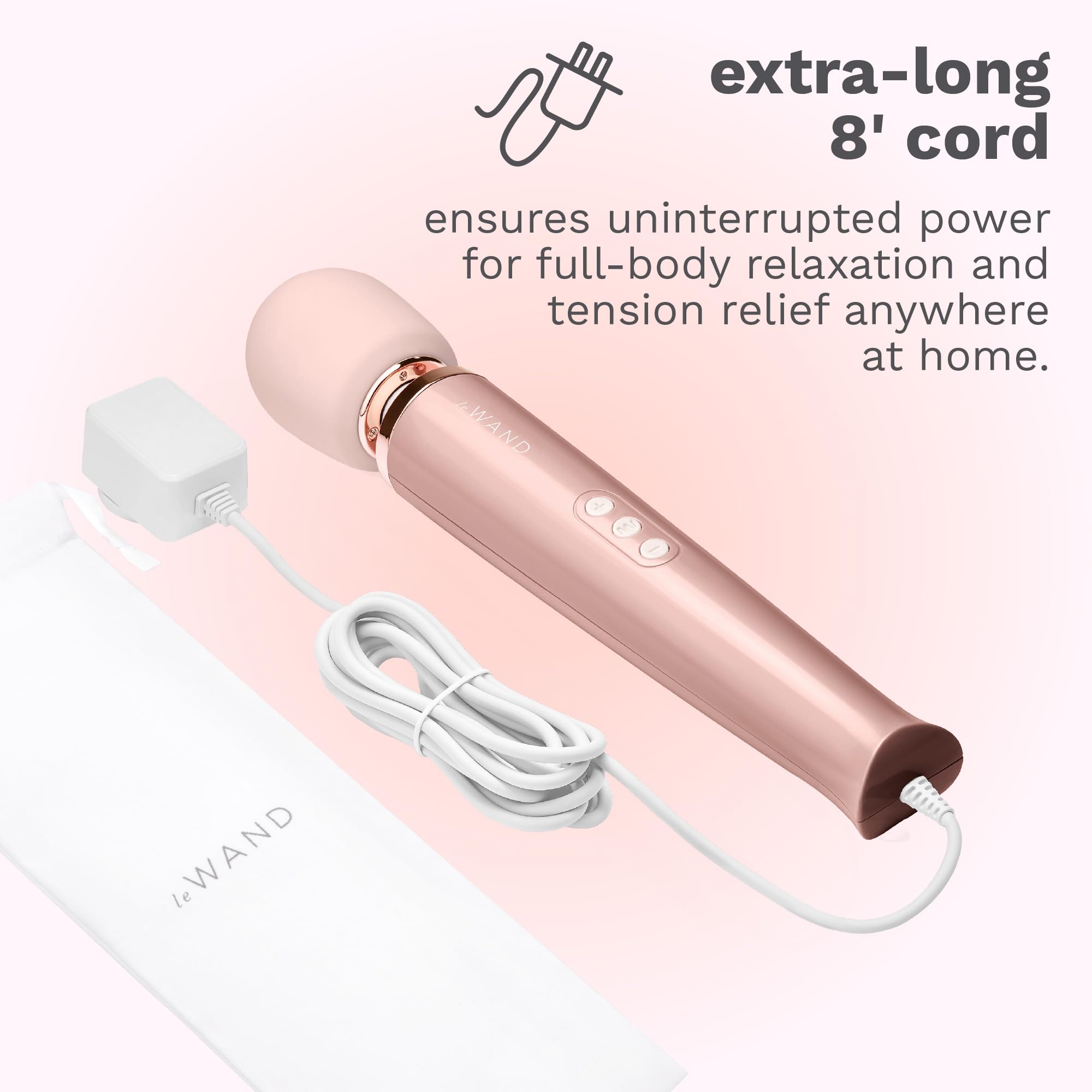 Le Wand Plug-In Rose Gold 33.5cm - Premium Rechargeable Personal Massager for Relaxation & Intimate Wellness | Perfect for Home Spa, Self-Care & Couples Use