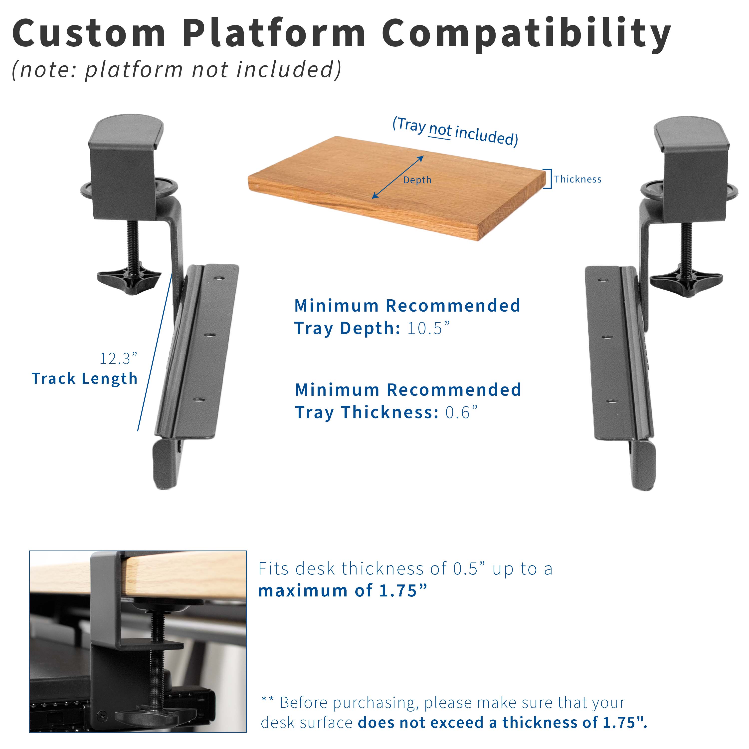 2 Pack Clamp and Rail Set for Custom Wood Tray - DIY Woodworking Tool for Crafting Serving Trays, Cutting Boards & Home Decor Projects