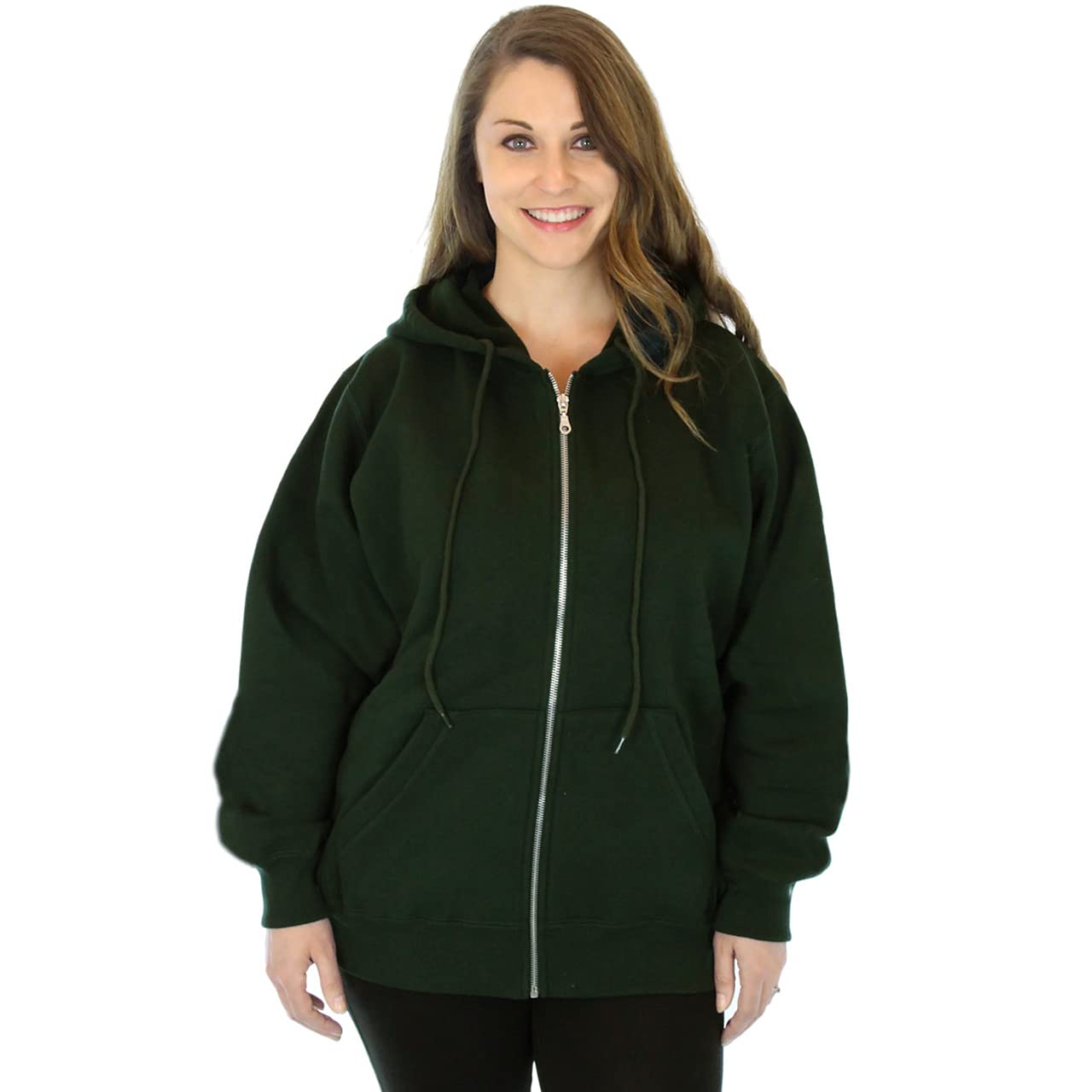 CottonMill Women's 100% Cotton Heavyweight Zip-Up Hooded Sweatshirt | Warm Fleece Lining | Casual Outerwear for Fall & Winter | Perfect for Lounging, Running Errands and Outdoor Activities