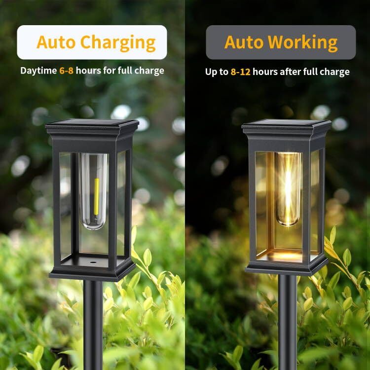 8 Pack Solar Pathway Lights Outdoor Waterproof - Bright Warm White Auto On/Off Solar Garden Lights for Yard, Patio, Walkway, Driveway - Perfect for Landscape Decoration & Nighttime Safety Lighting