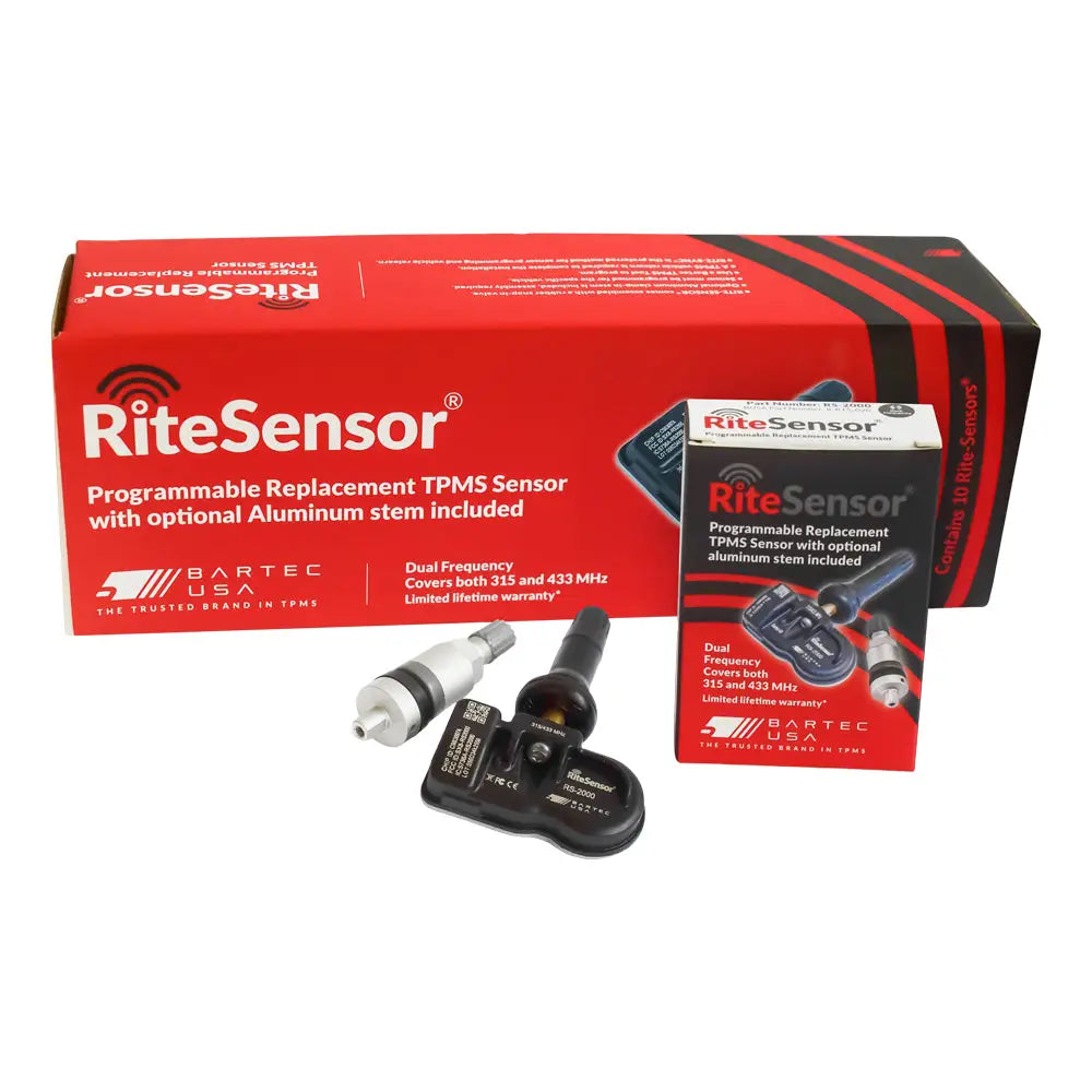 Bartec RS 2000 RITESensors Dual Band TPMS Sensor (315/433Mhz) with Rubber/Metal Valve Stems - Compatible with Most US & European Vehicles for Accurate Tire Pressure Monitoring