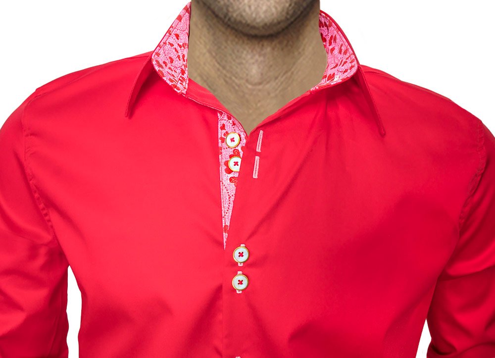 Valentine's Day Dress Shirts for Men - Red & Pink Romantic Formal Shirts - Made in USA - Perfect for Date Night, Anniversary & Wedding Occasions